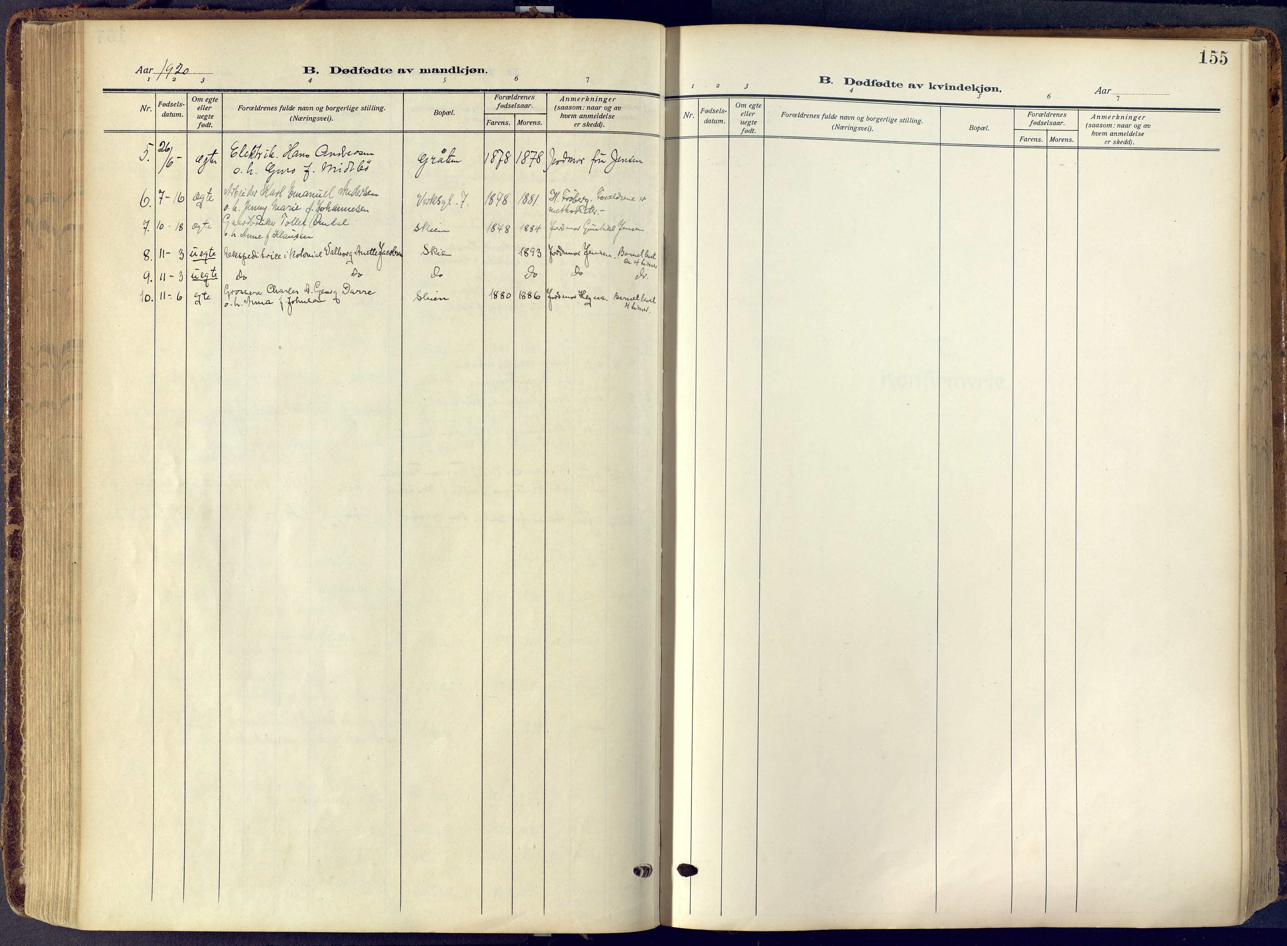 Skien kirkebøker, SAKO/A-302/F/Fa/L0013: Parish register (official) no. 13, 1915-1921, p. 155