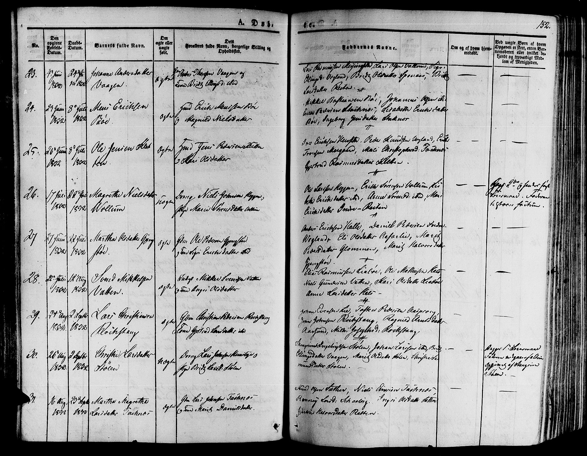 Ministerialprotokoller, klokkerbøker og fødselsregistre - Møre og Romsdal, SAT/A-1454/592/L1025: Parish register (official) no. 592A03 /2, 1831-1849, p. 152