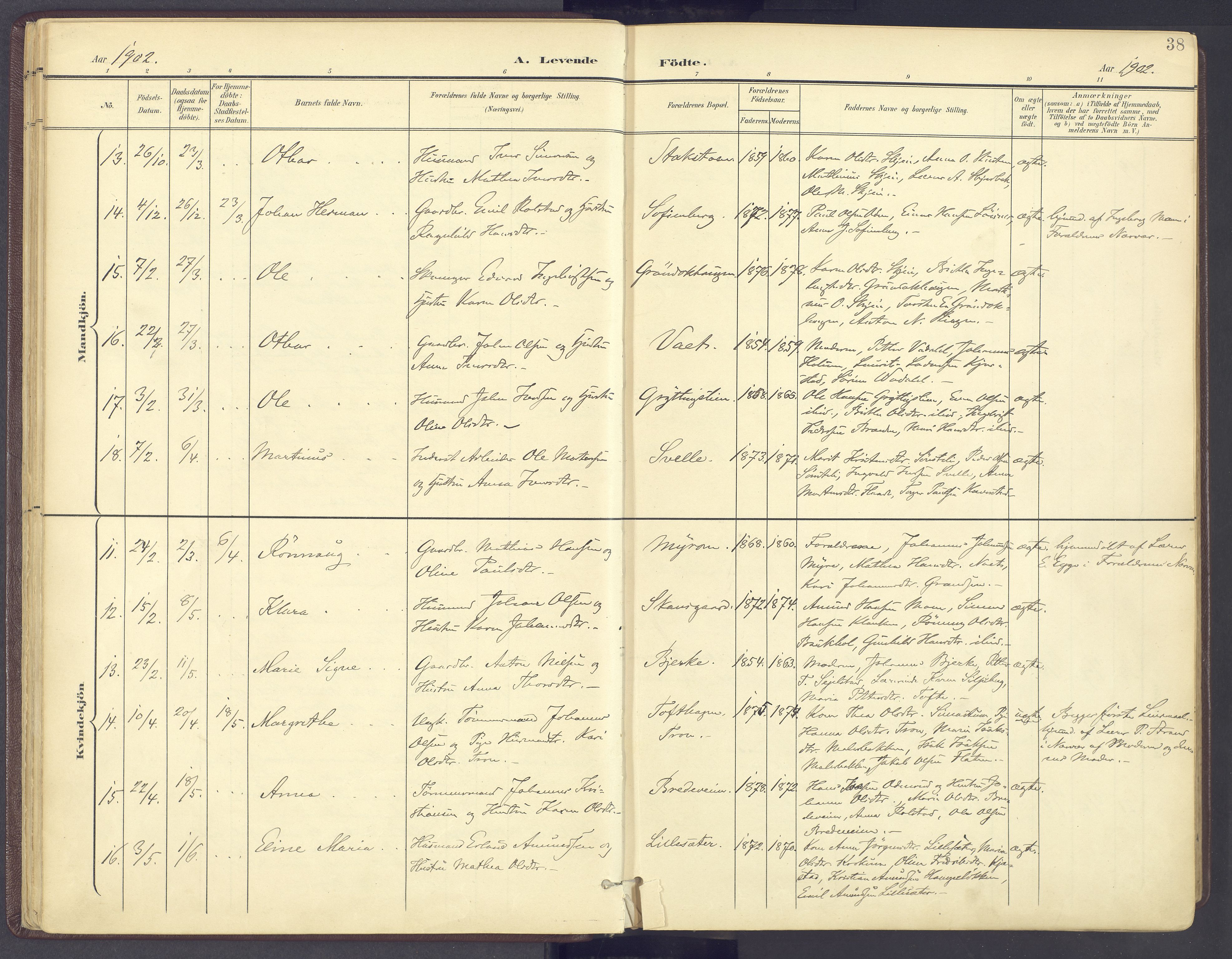 Sør-Fron prestekontor, AV/SAH-PREST-010/H/Ha/Haa/L0004: Parish register (official) no. 4, 1898-1919, p. 38