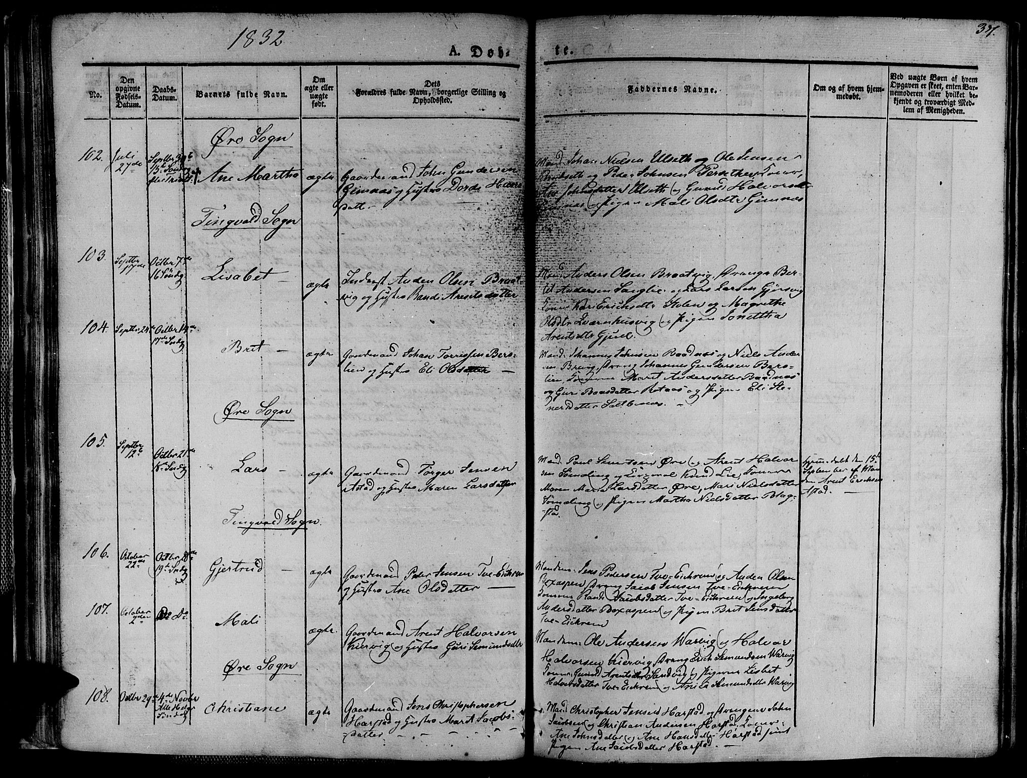 Ministerialprotokoller, klokkerbøker og fødselsregistre - Møre og Romsdal, AV/SAT-A-1454/586/L0983: Parish register (official) no. 586A09, 1829-1843, p. 37