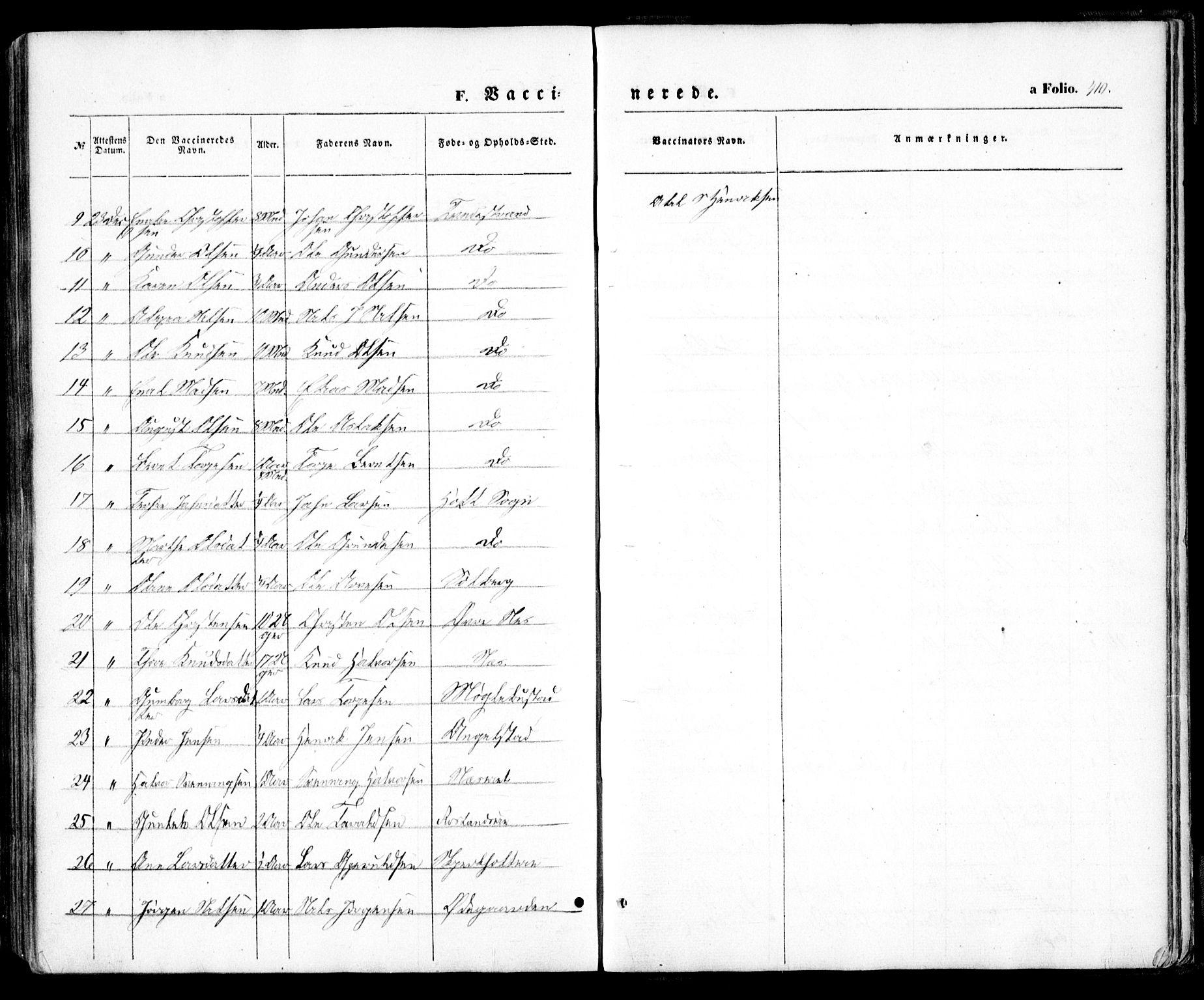 Holt sokneprestkontor, AV/SAK-1111-0021/F/Fa/L0008: Parish register (official) no. A 8, 1849-1860, p. 410