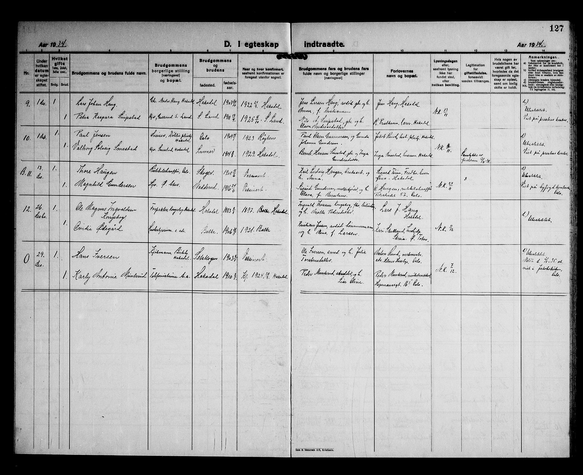 Nittedal prestekontor Kirkebøker, AV/SAO-A-10365a/G/Gb/L0004: Parish register (copy) no. II 4, 1925-1945, p. 127