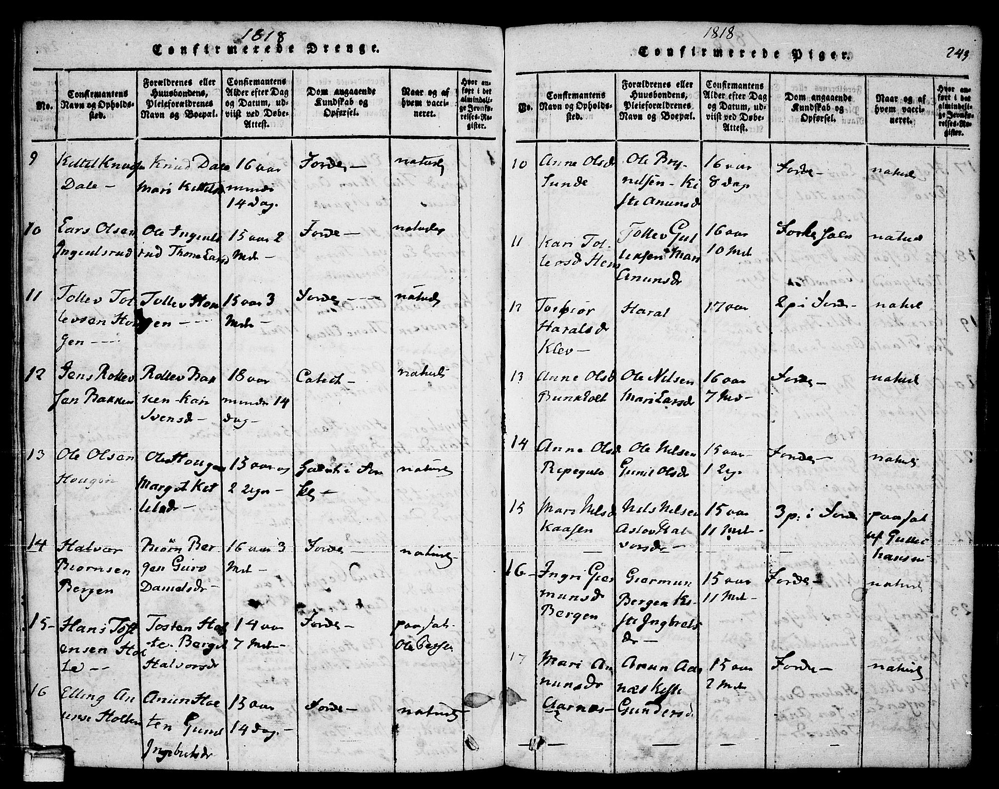 Sauherad kirkebøker, AV/SAKO-A-298/F/Fa/L0005: Parish register (official) no. I 5, 1815-1829, p. 243