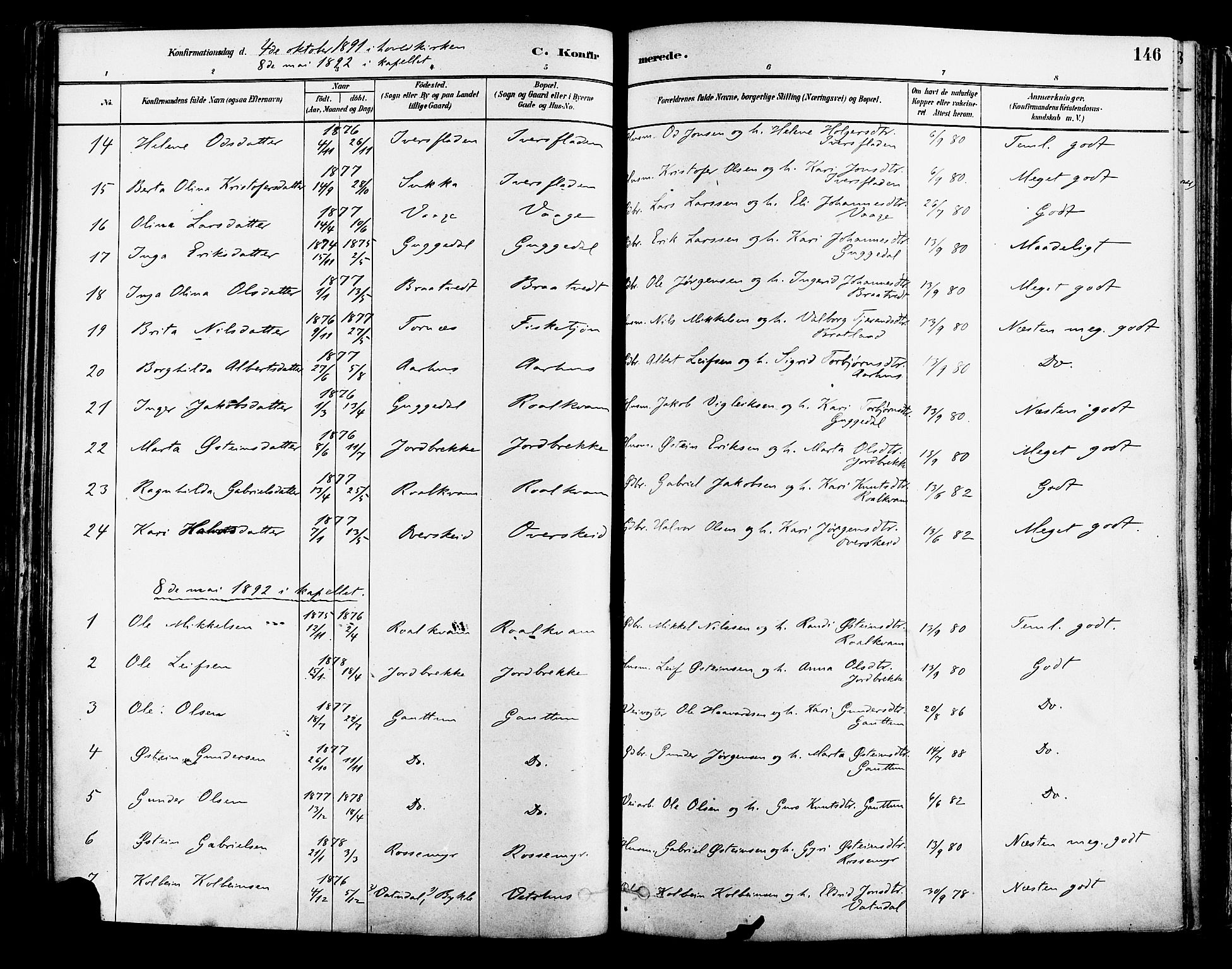 Suldal sokneprestkontor, AV/SAST-A-101845/01/IV/L0011: Parish register (official) no. A 11, 1878-1900, p. 146