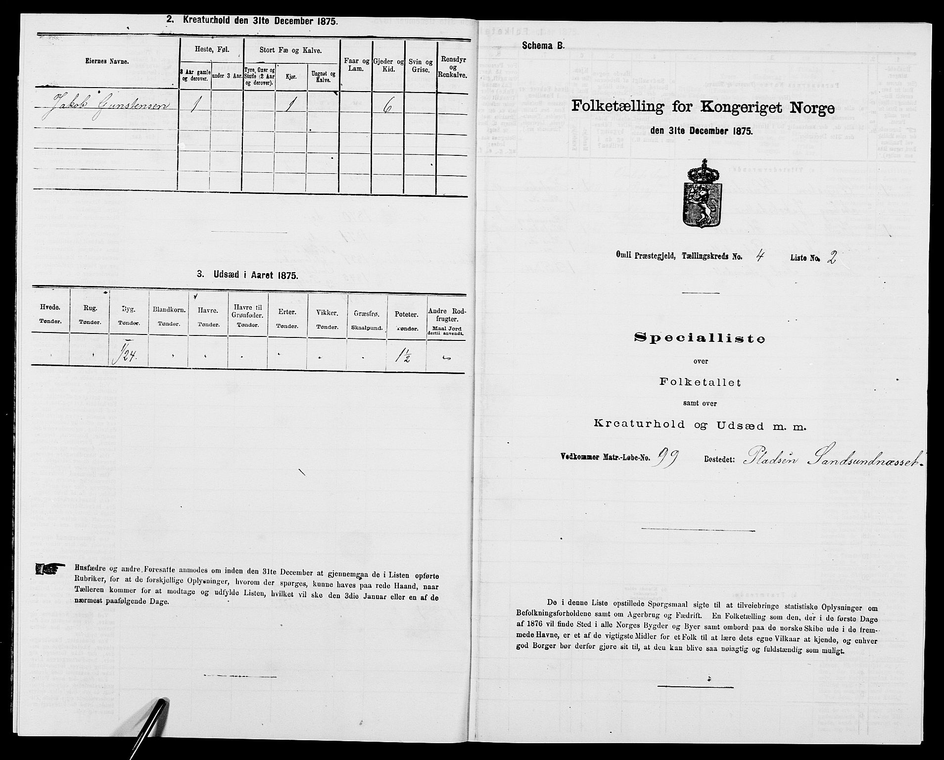 SAK, 1875 census for 0929P Åmli, 1875, p. 263