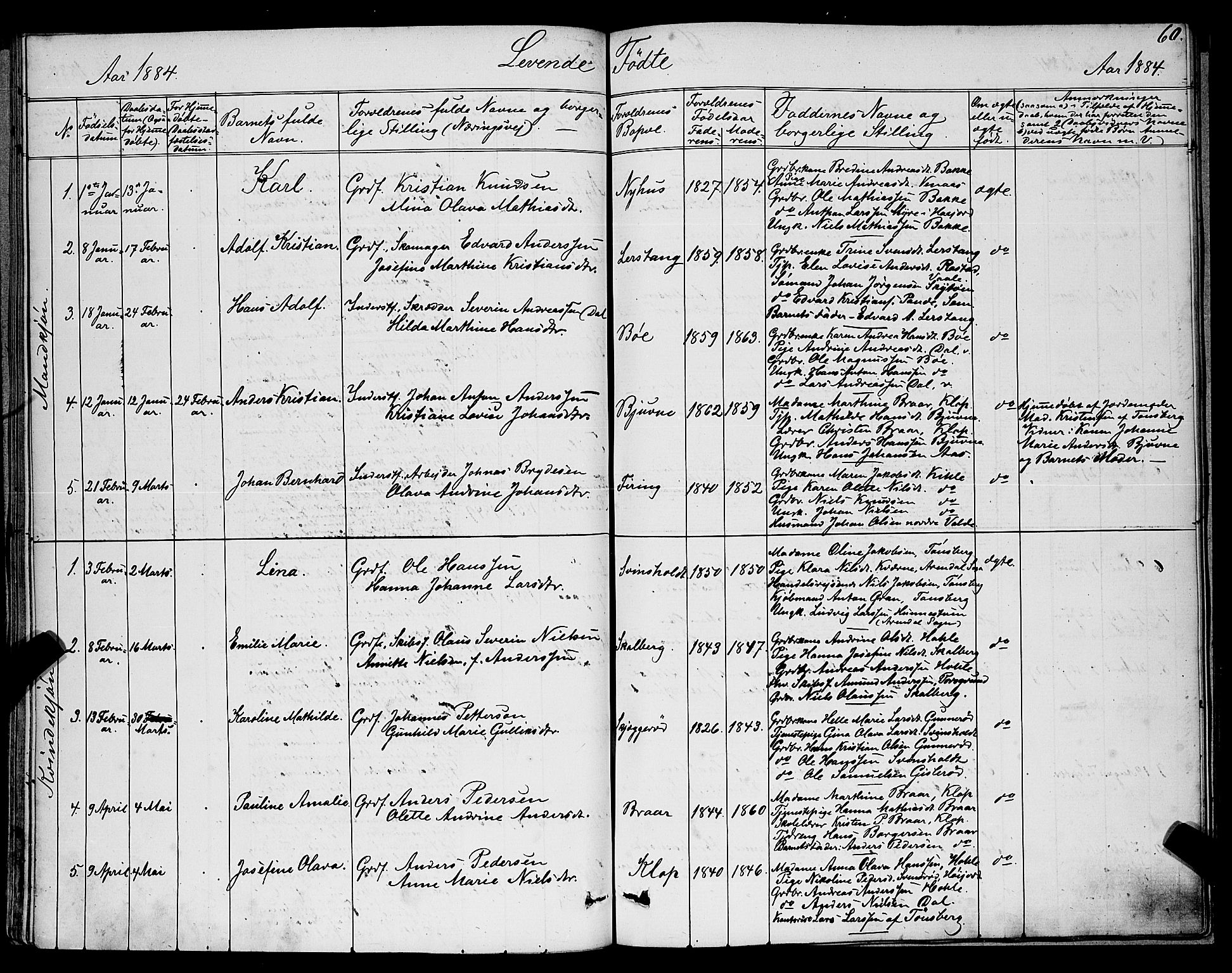 Ramnes kirkebøker, SAKO/A-314/G/Ga/L0003: Parish register (copy) no. I 3, 1870-1896, p. 60