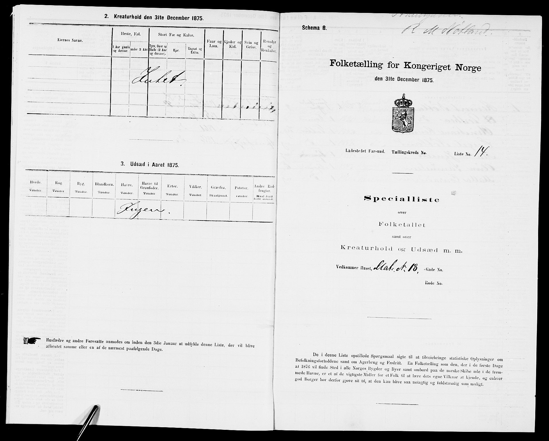 SAK, 1875 census for 1003B Vanse/Farsund, 1875, p. 34