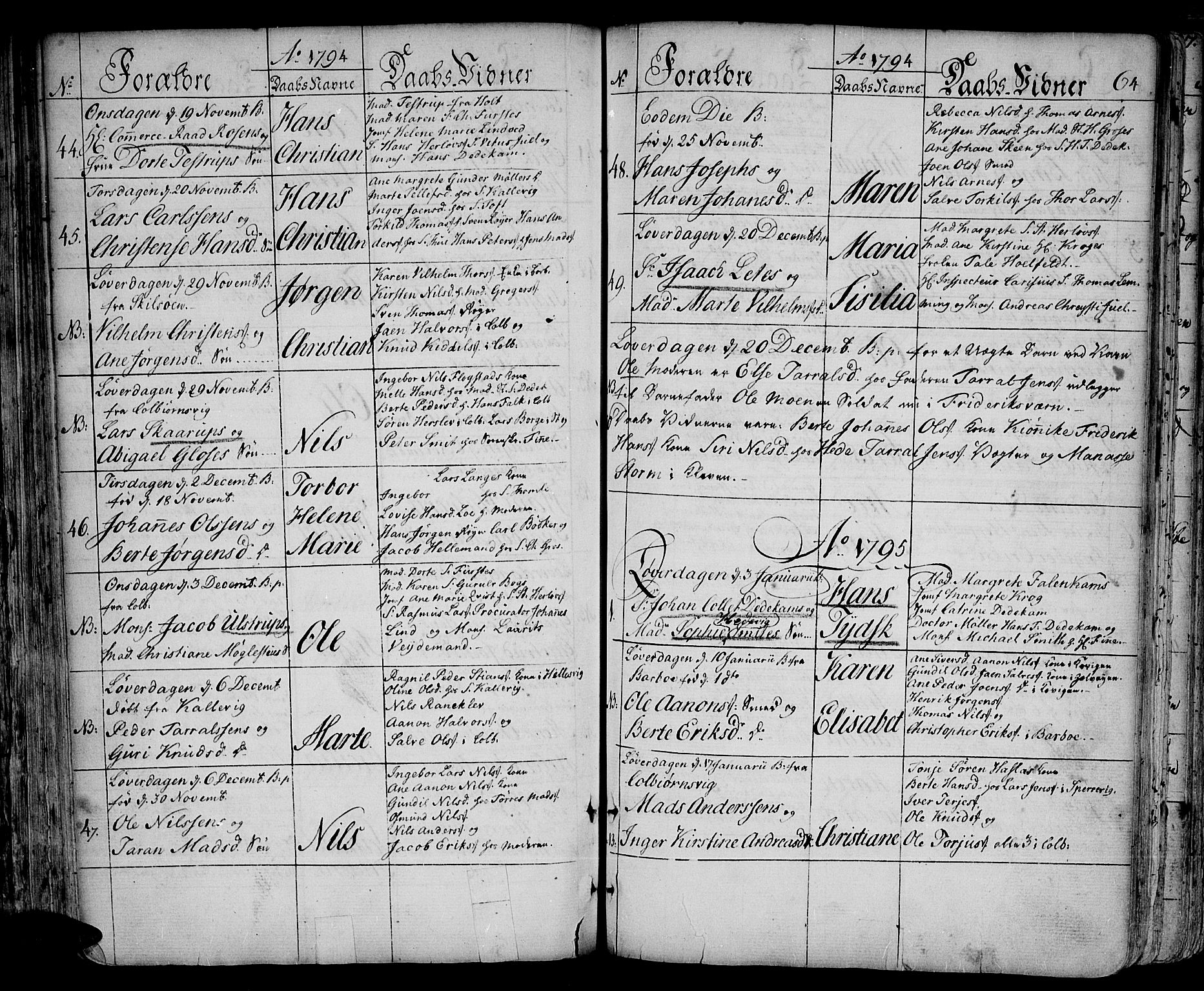 Arendal sokneprestkontor, Trefoldighet, SAK/1111-0040/F/Fa/L0002: Parish register (official) no. A 2, 1771-1815, p. 64