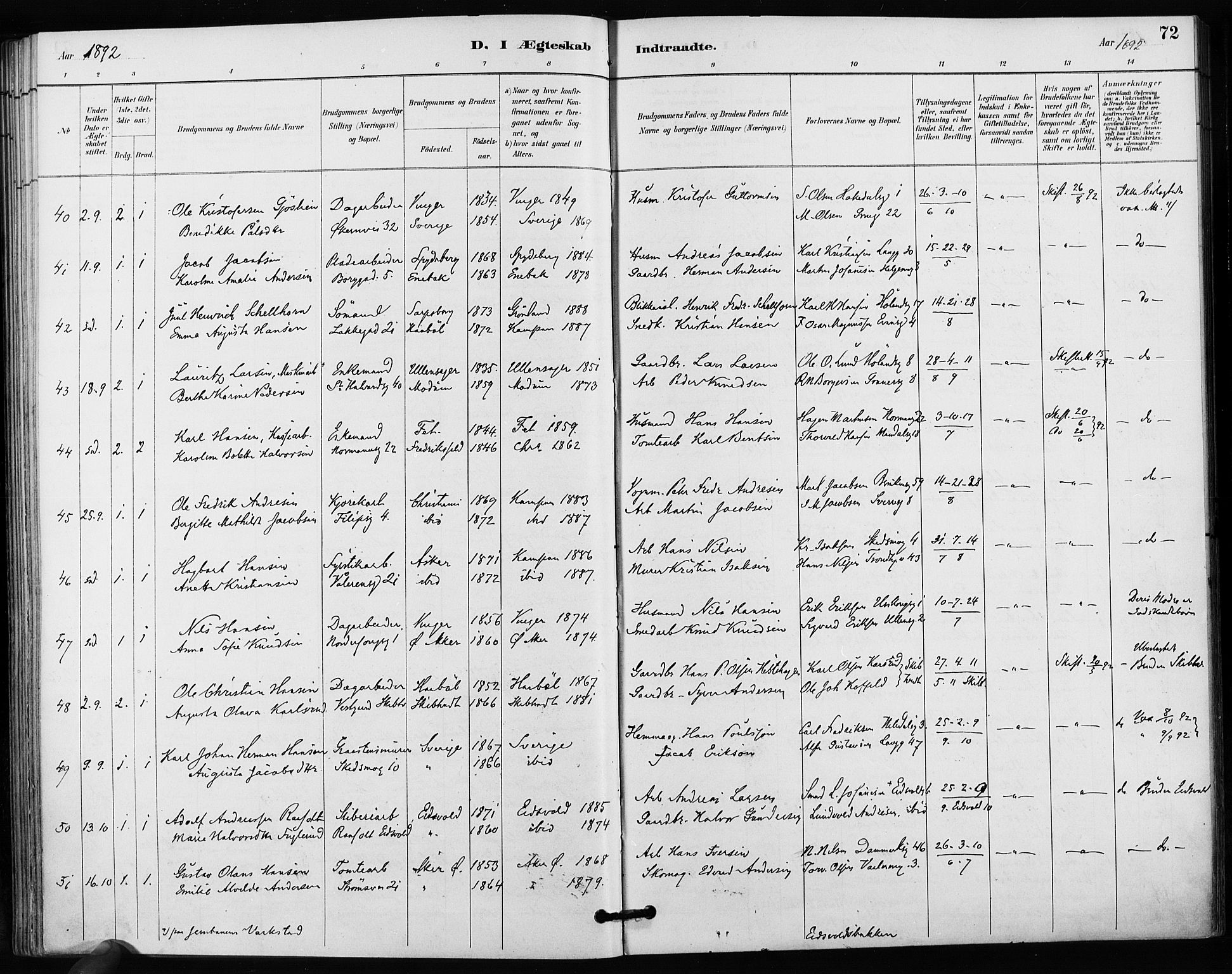 Kampen prestekontor Kirkebøker, SAO/A-10853/F/Fa/L0004: Parish register (official) no. I 4, 1885-1892, p. 72