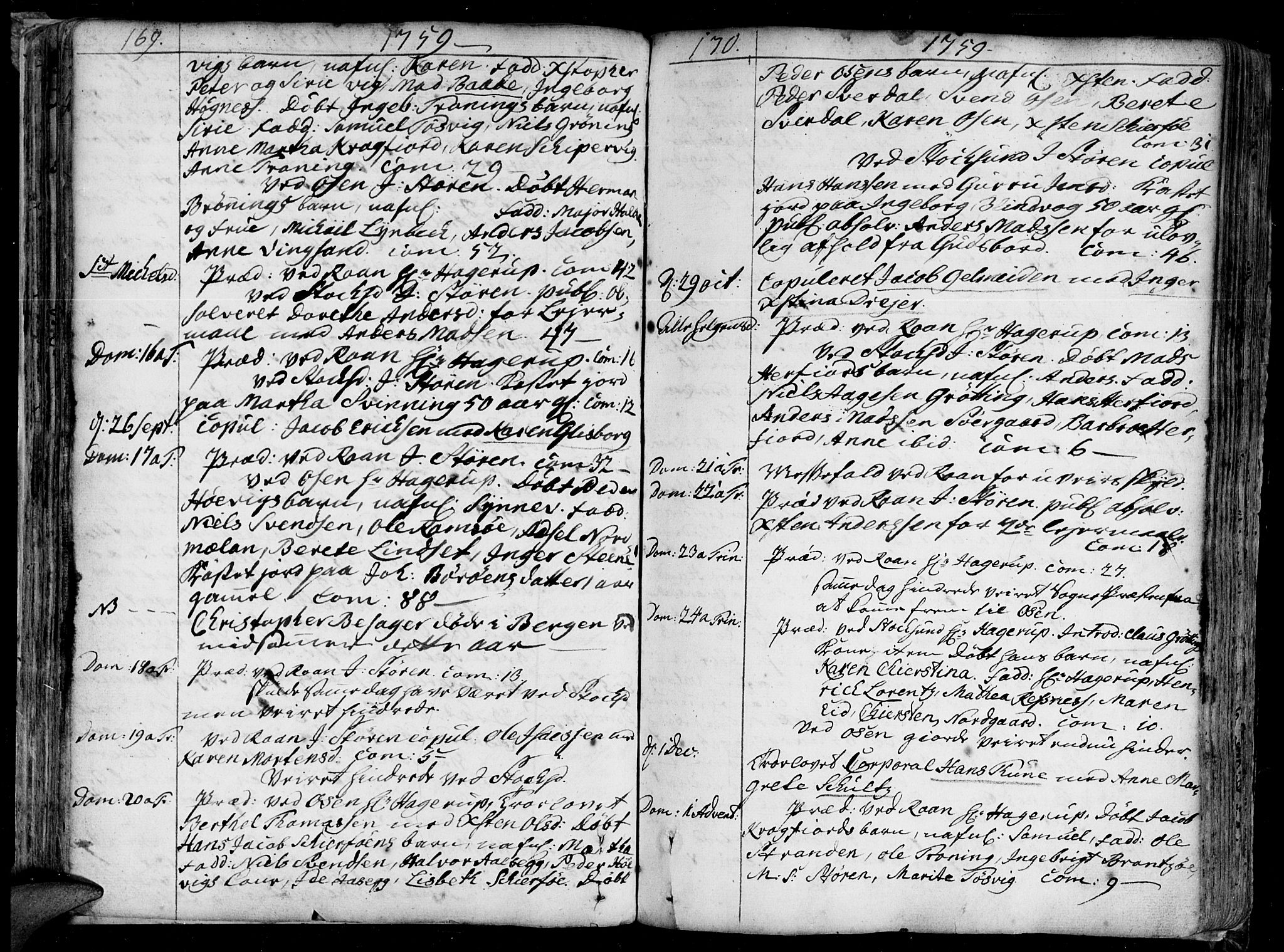 Ministerialprotokoller, klokkerbøker og fødselsregistre - Sør-Trøndelag, SAT/A-1456/657/L0700: Parish register (official) no. 657A01, 1732-1801, p. 169-170