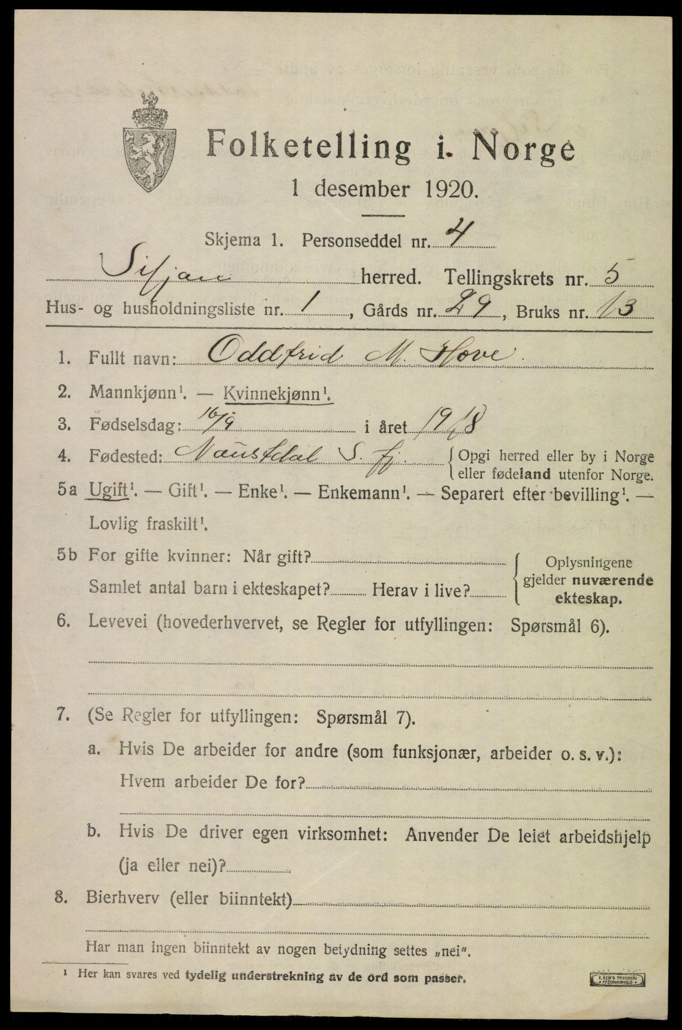 SAKO, 1920 census for Siljan, 1920, p. 2377