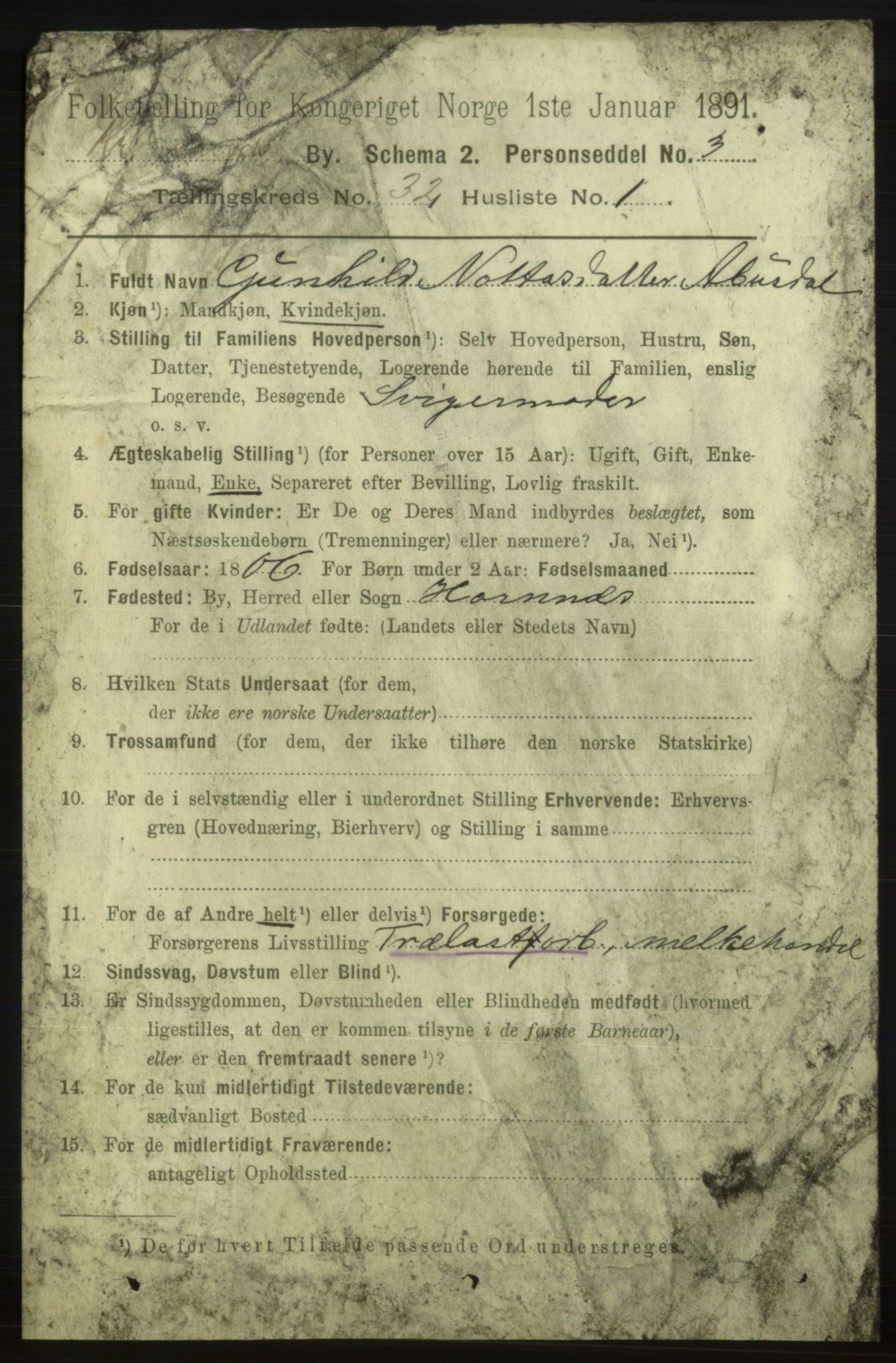 RA, 1891 census for 1001 Kristiansand, 1891, p. 10251