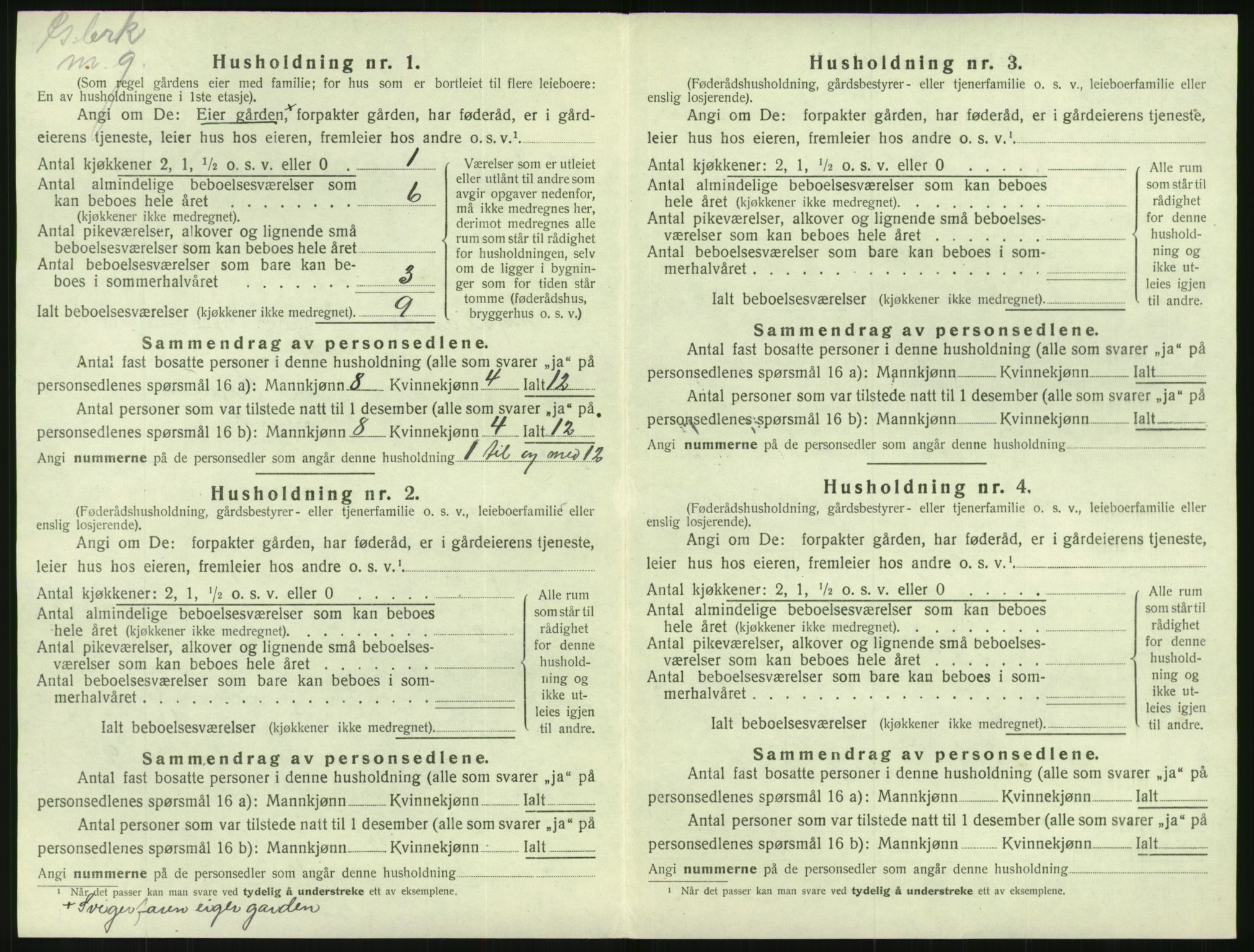 SAK, 1920 census for Mykland, 1920, p. 33