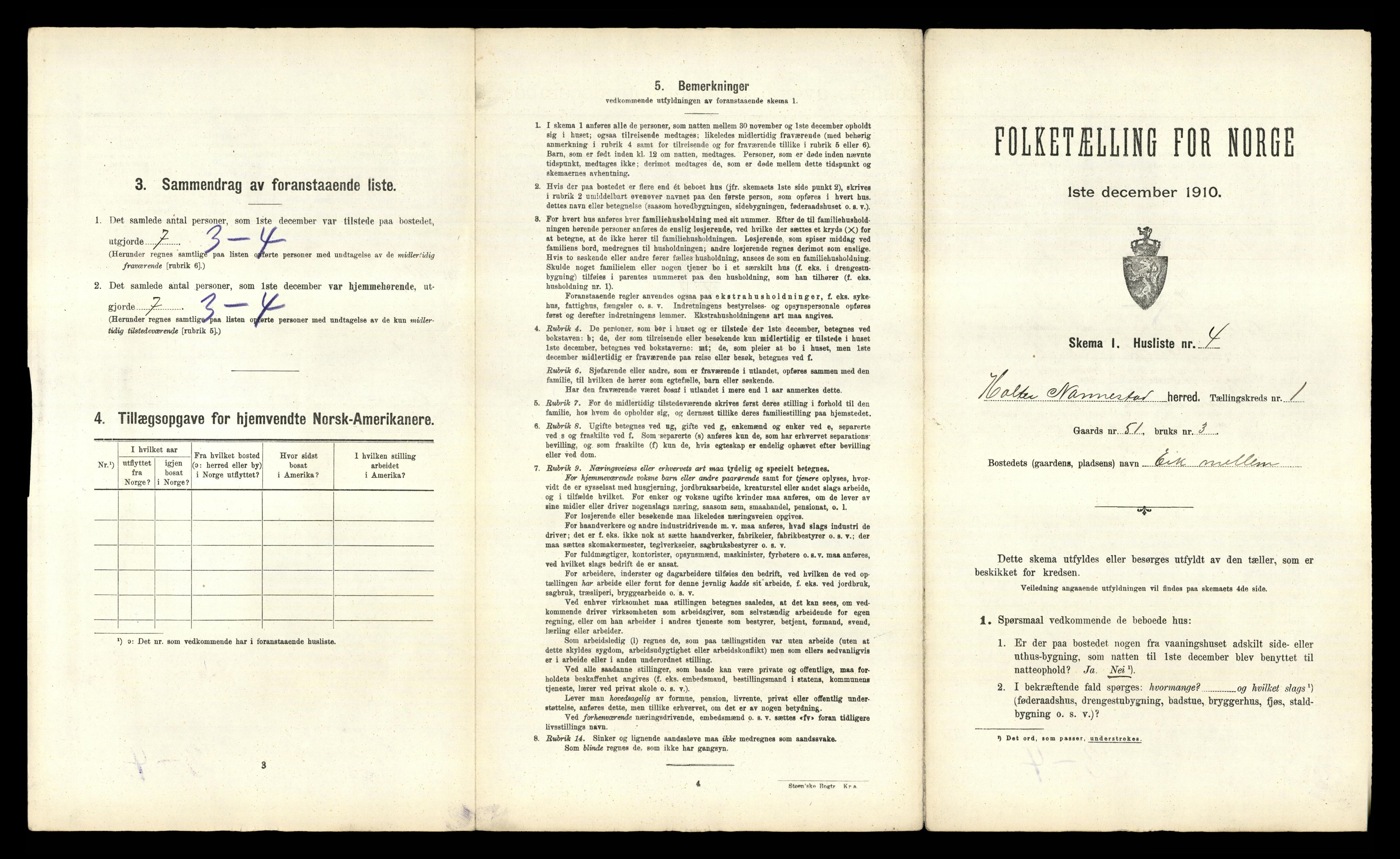 RA, 1910 census for Nannestad, 1910, p. 55