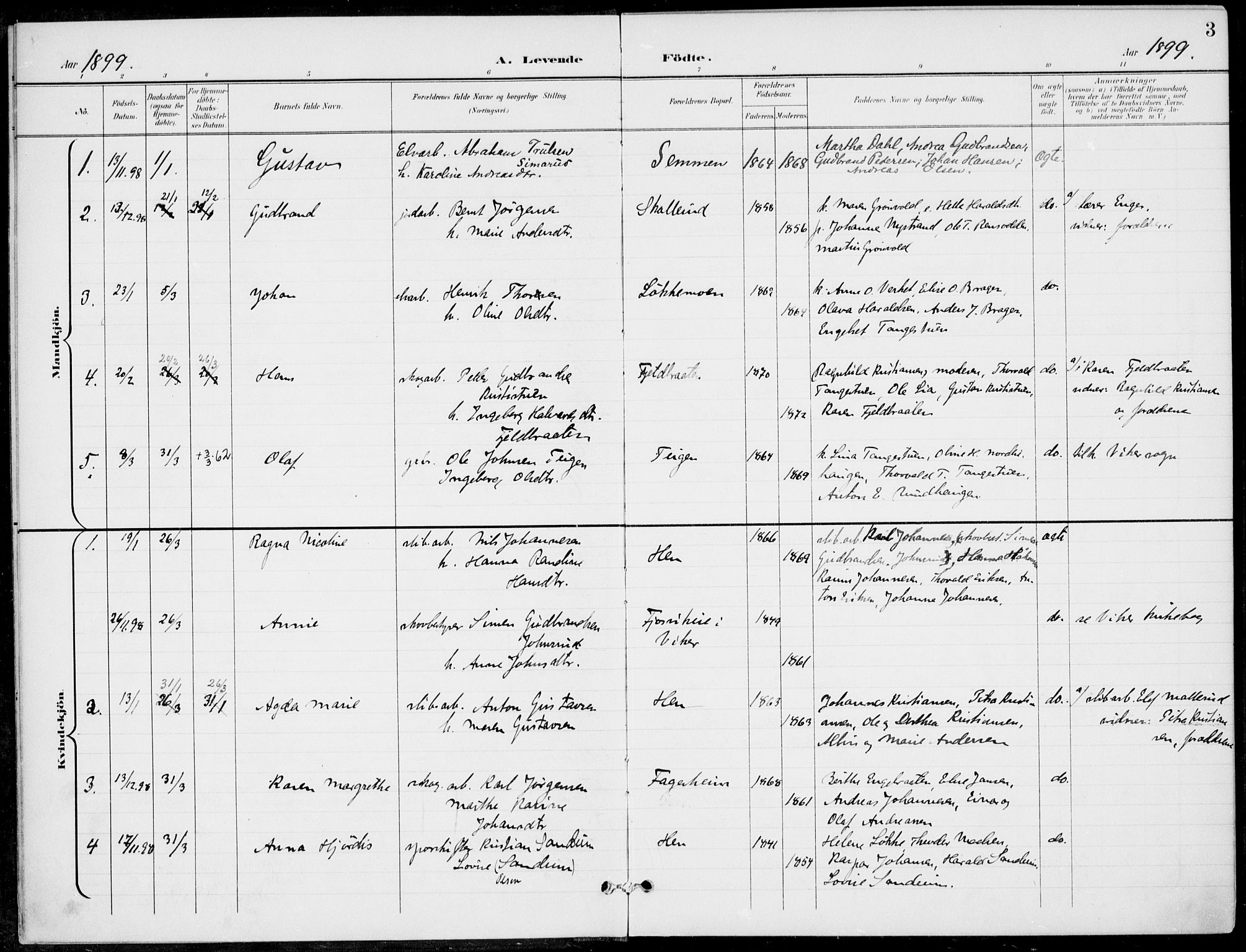 Ådal kirkebøker, AV/SAKO-A-248/F/Fb/L0002: Parish register (official) no. II 2, 1898-1917, p. 3