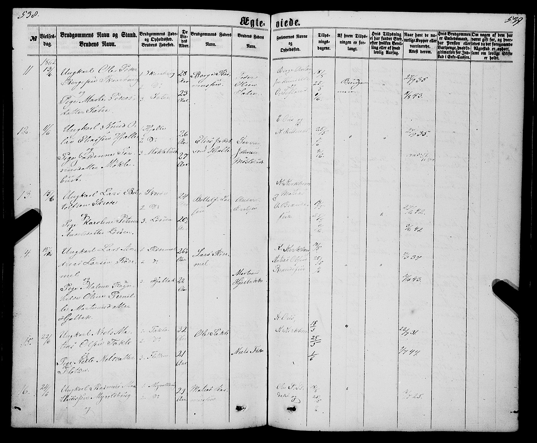 Eid sokneprestembete, AV/SAB-A-82301/H/Haa/Haaa/L0009: Parish register (official) no. A 9, 1861-1868, p. 538-539