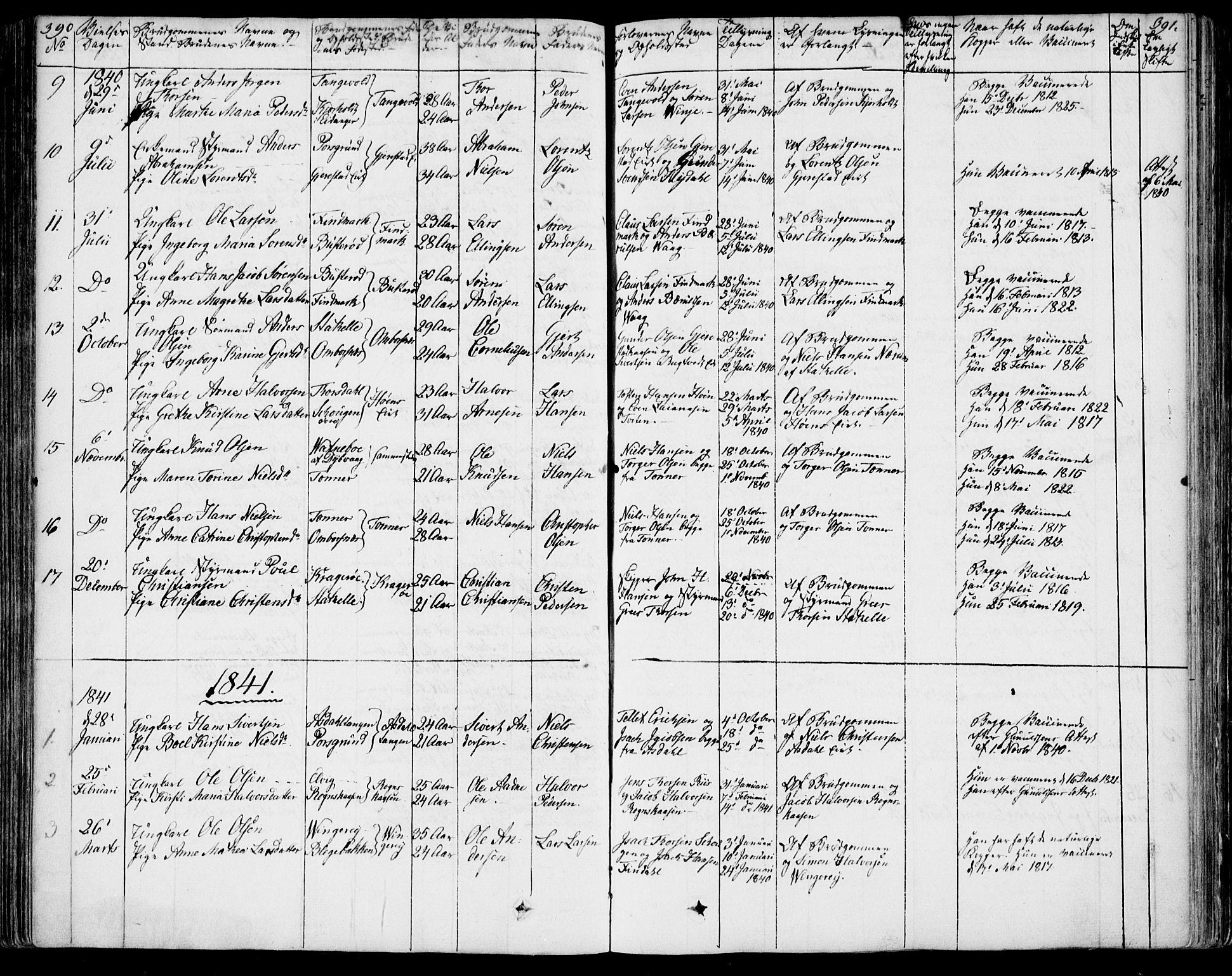 Bamble kirkebøker, SAKO/A-253/F/Fa/L0004: Parish register (official) no. I 4, 1834-1853, p. 390-391