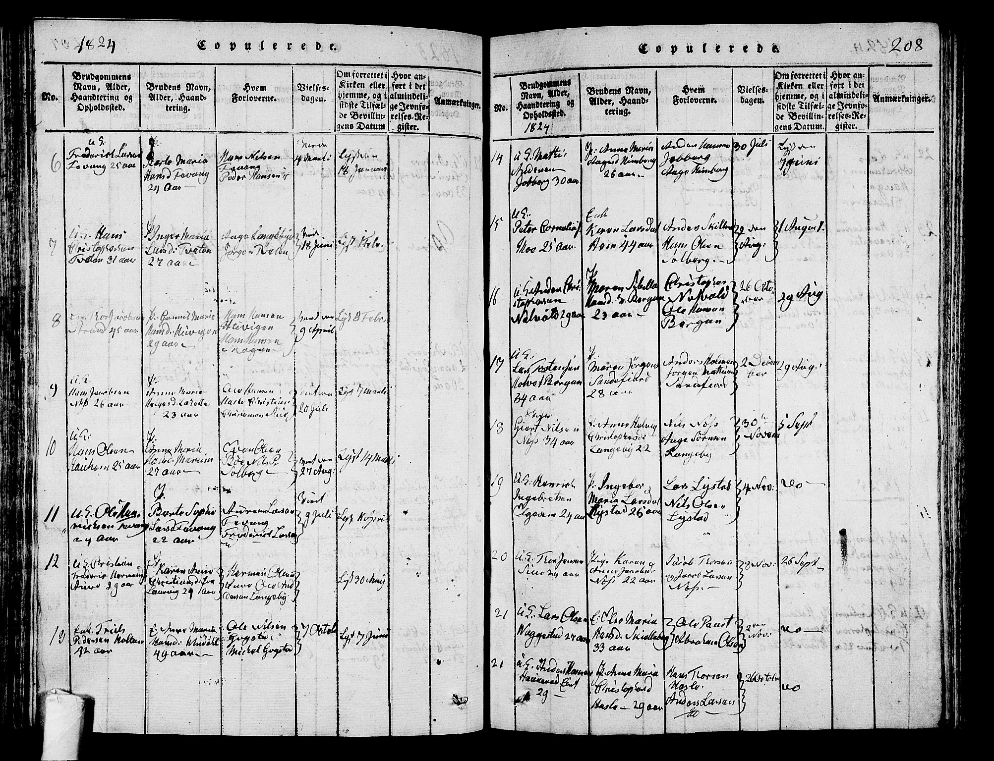 Sandar kirkebøker, SAKO/A-243/G/Ga/L0001: Parish register (copy) no. 1, 1814-1835, p. 208