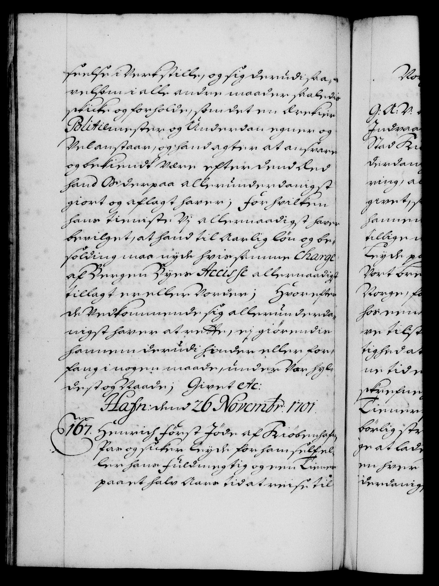 Danske Kanselli 1572-1799, RA/EA-3023/F/Fc/Fca/Fcaa/L0018: Norske registre, 1699-1703, p. 275b