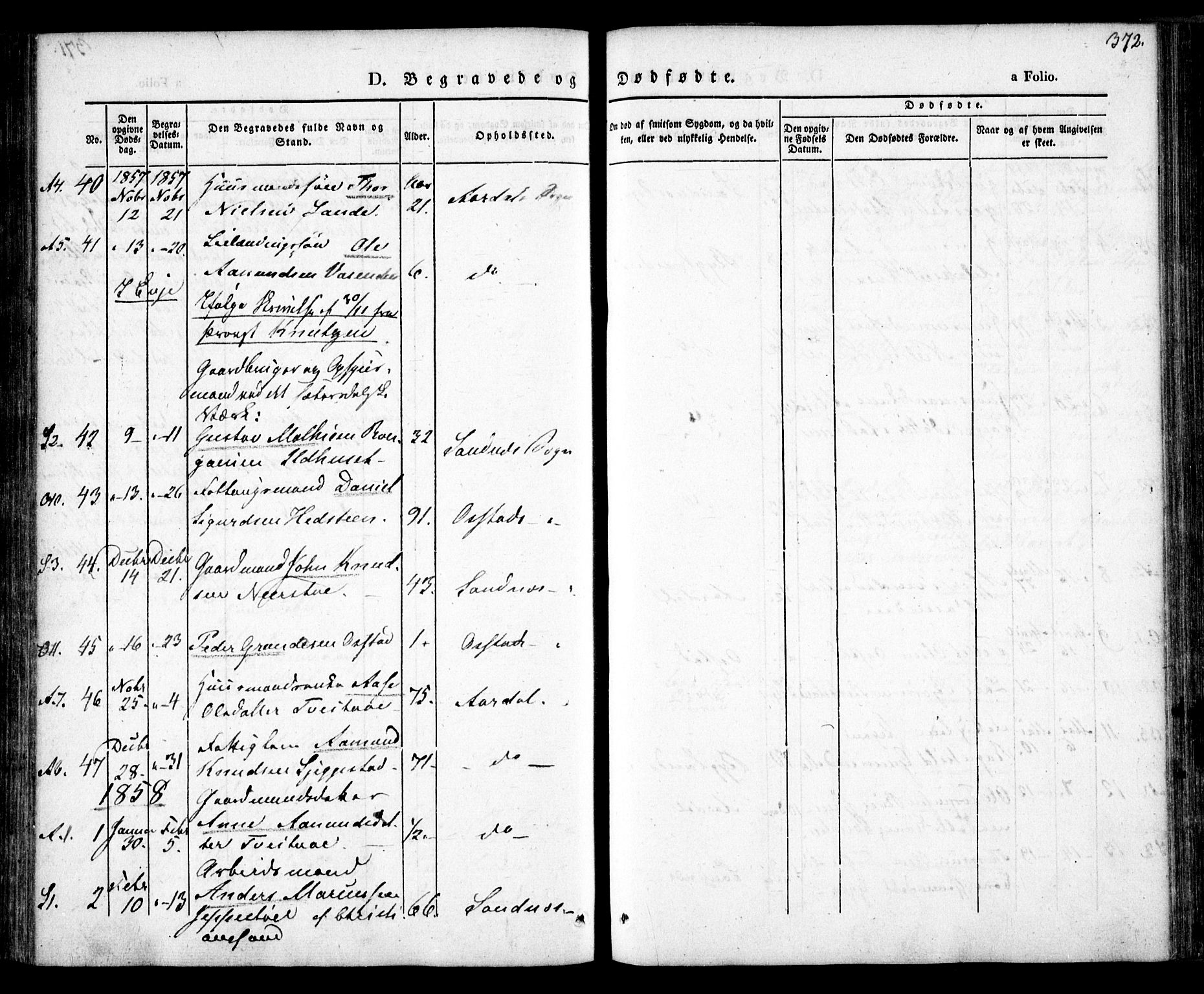 Bygland sokneprestkontor, SAK/1111-0006/F/Fa/Fab/L0004: Parish register (official) no. A 4, 1842-1858, p. 372