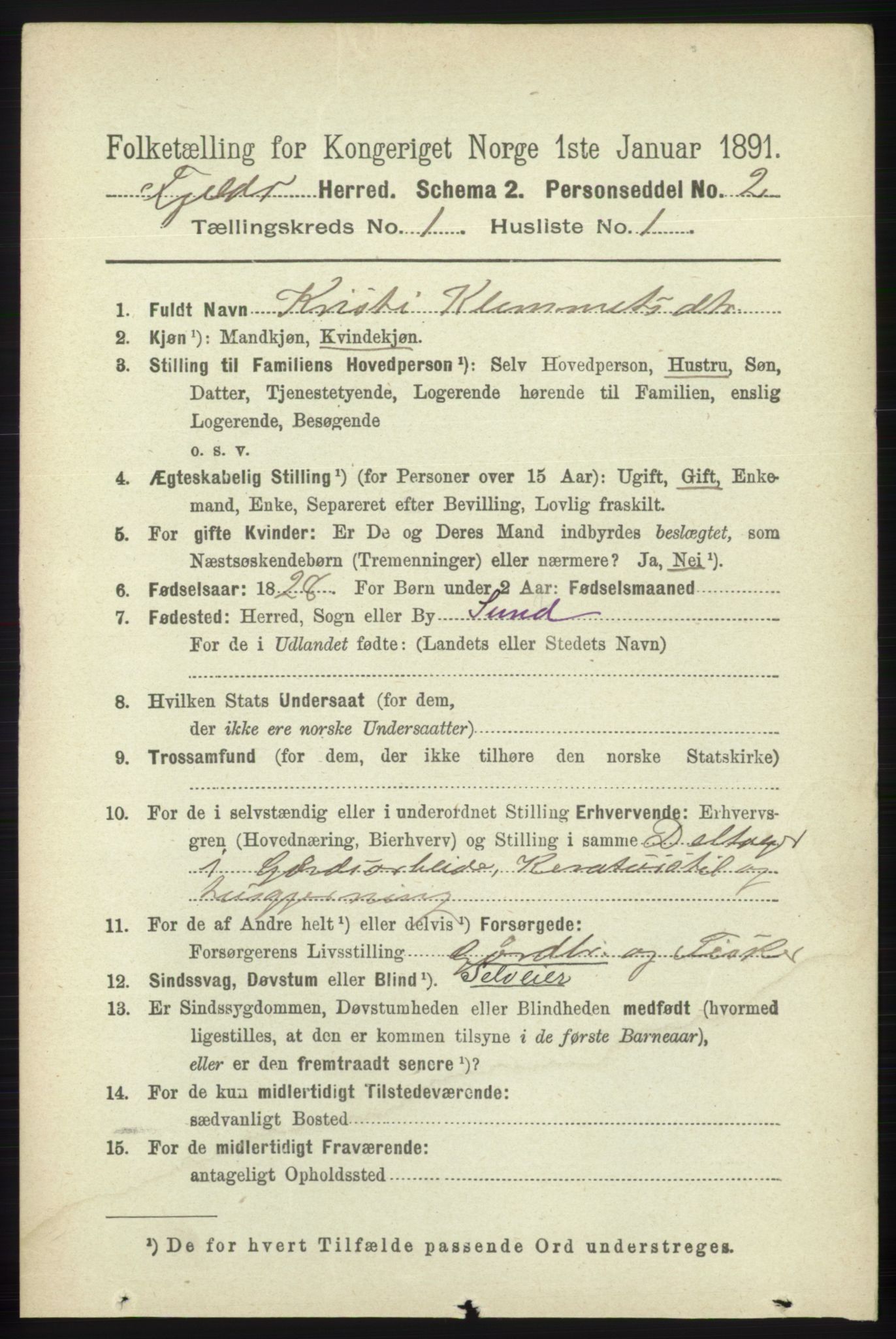 RA, 1891 census for 1246 Fjell, 1891, p. 114