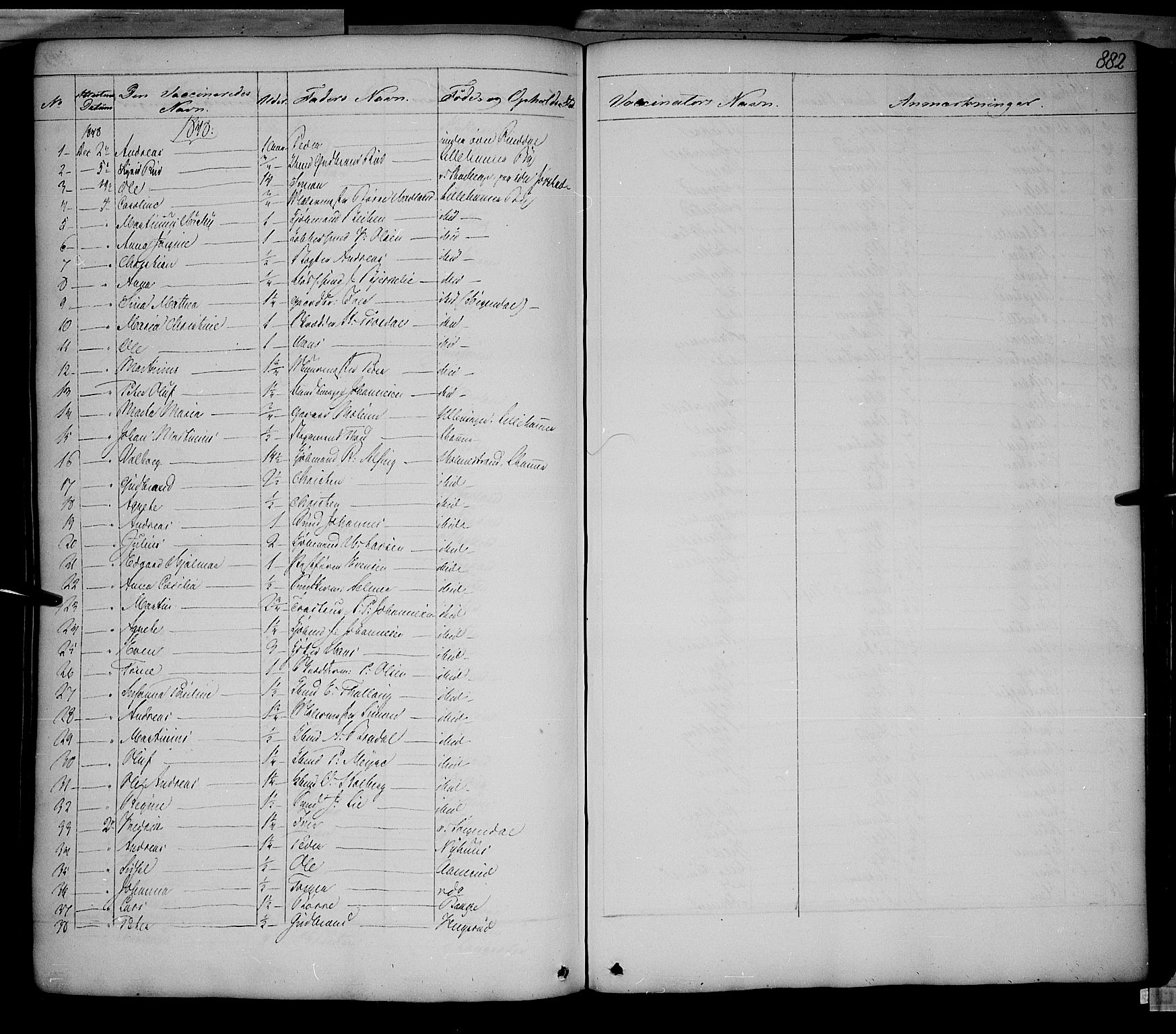 Fåberg prestekontor, SAH/PREST-086/H/Ha/Haa/L0005: Parish register (official) no. 5, 1836-1854, p. 881-882