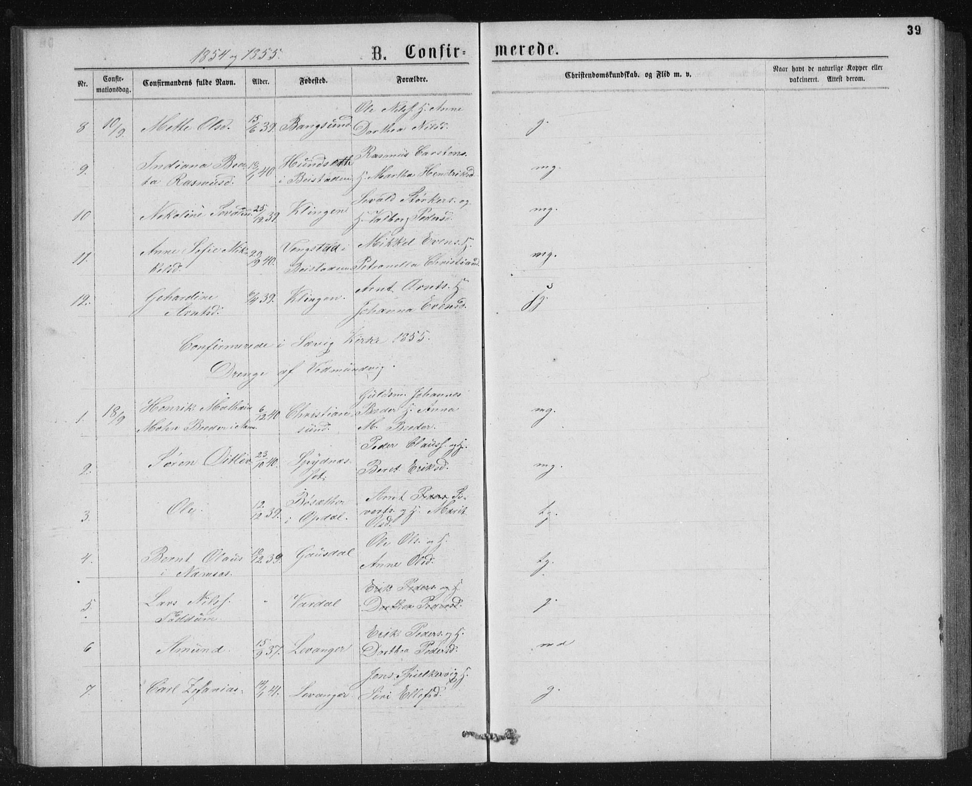 Ministerialprotokoller, klokkerbøker og fødselsregistre - Nord-Trøndelag, SAT/A-1458/768/L0567: Parish register (official) no. 768A02, 1837-1865, p. 39