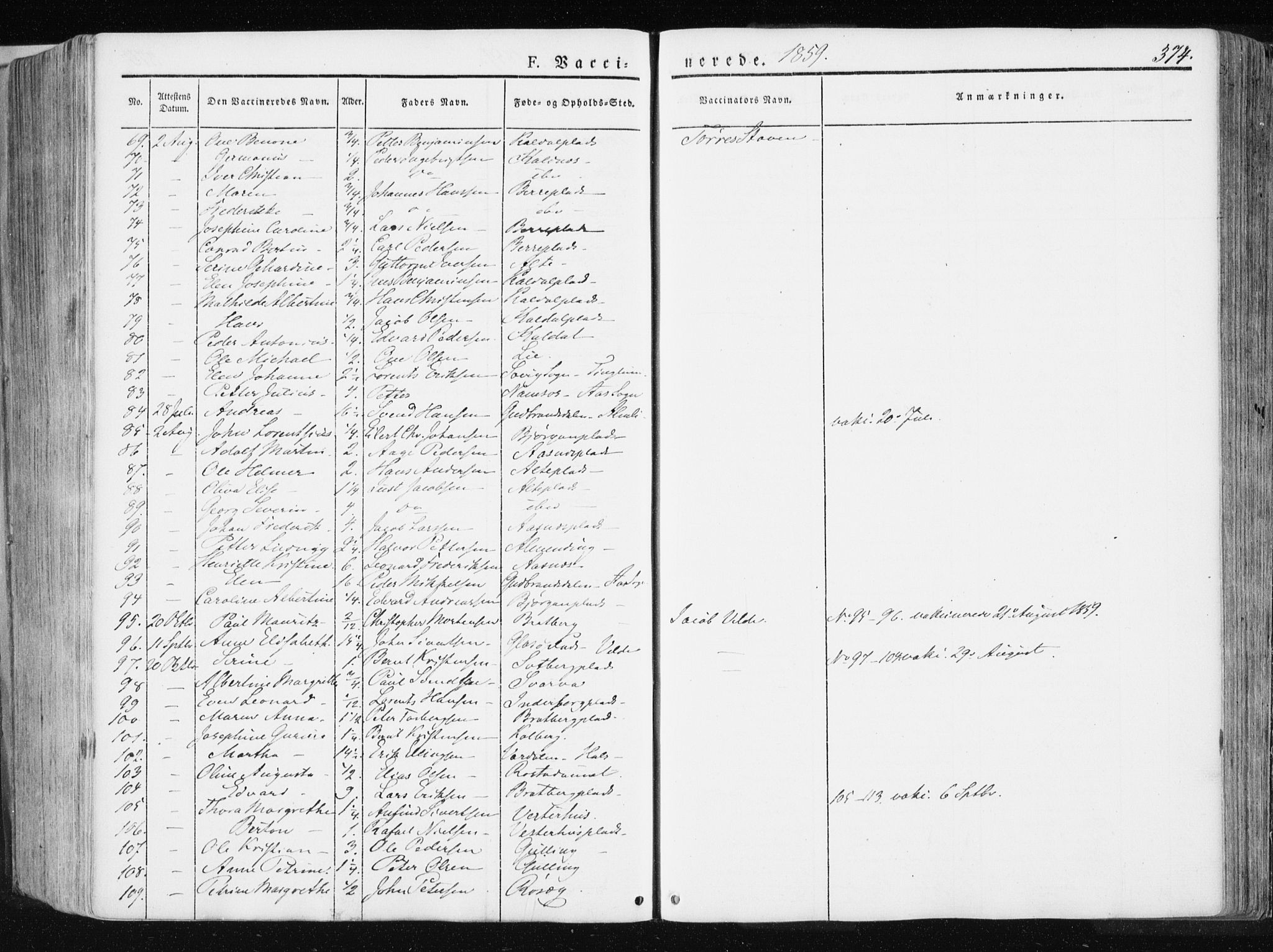 Ministerialprotokoller, klokkerbøker og fødselsregistre - Nord-Trøndelag, SAT/A-1458/741/L0393: Parish register (official) no. 741A07, 1849-1863, p. 374