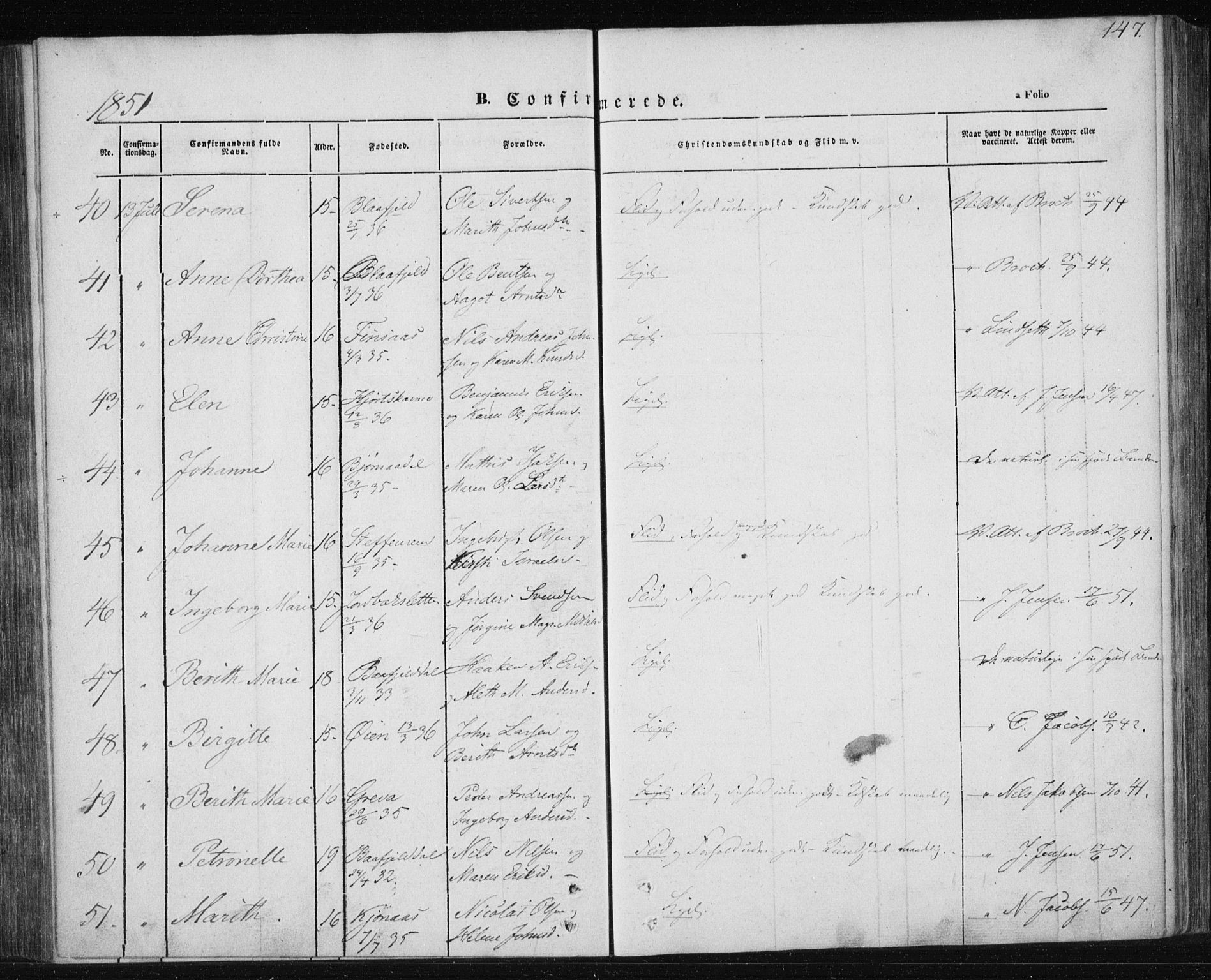 Ministerialprotokoller, klokkerbøker og fødselsregistre - Nordland, SAT/A-1459/820/L0291: Parish register (official) no. 820A12, 1846-1854, p. 147