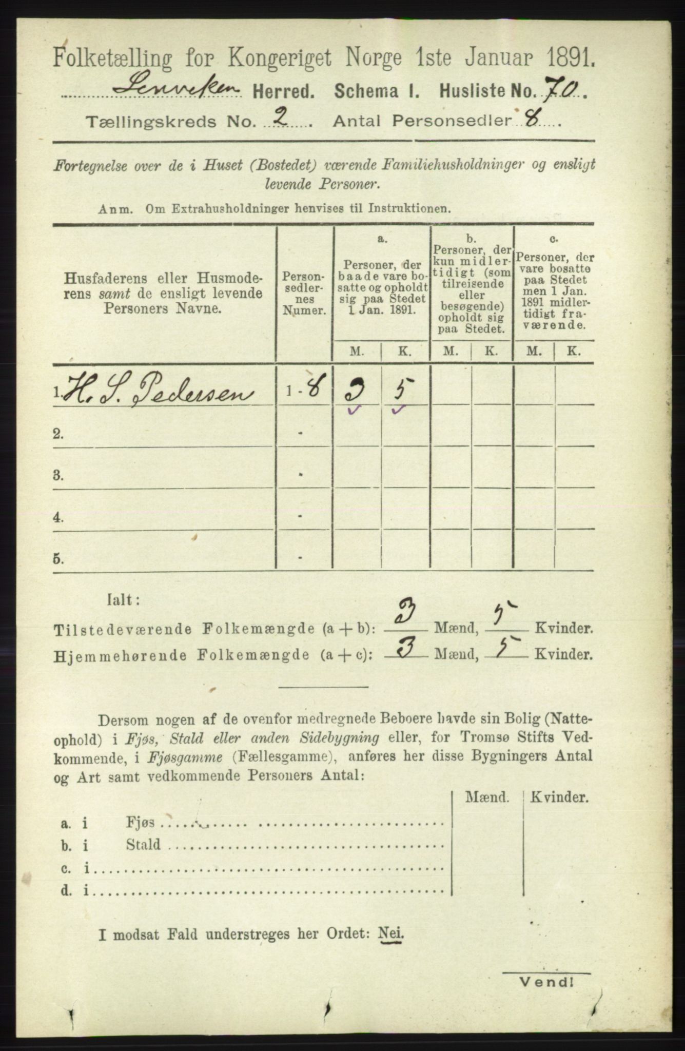 RA, 1891 census for 1931 Lenvik, 1891, p. 772