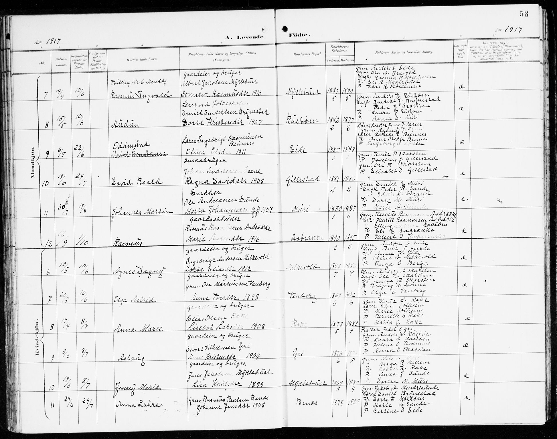 Innvik sokneprestembete, AV/SAB-A-80501: Parish register (official) no. C 2, 1900-1920, p. 53