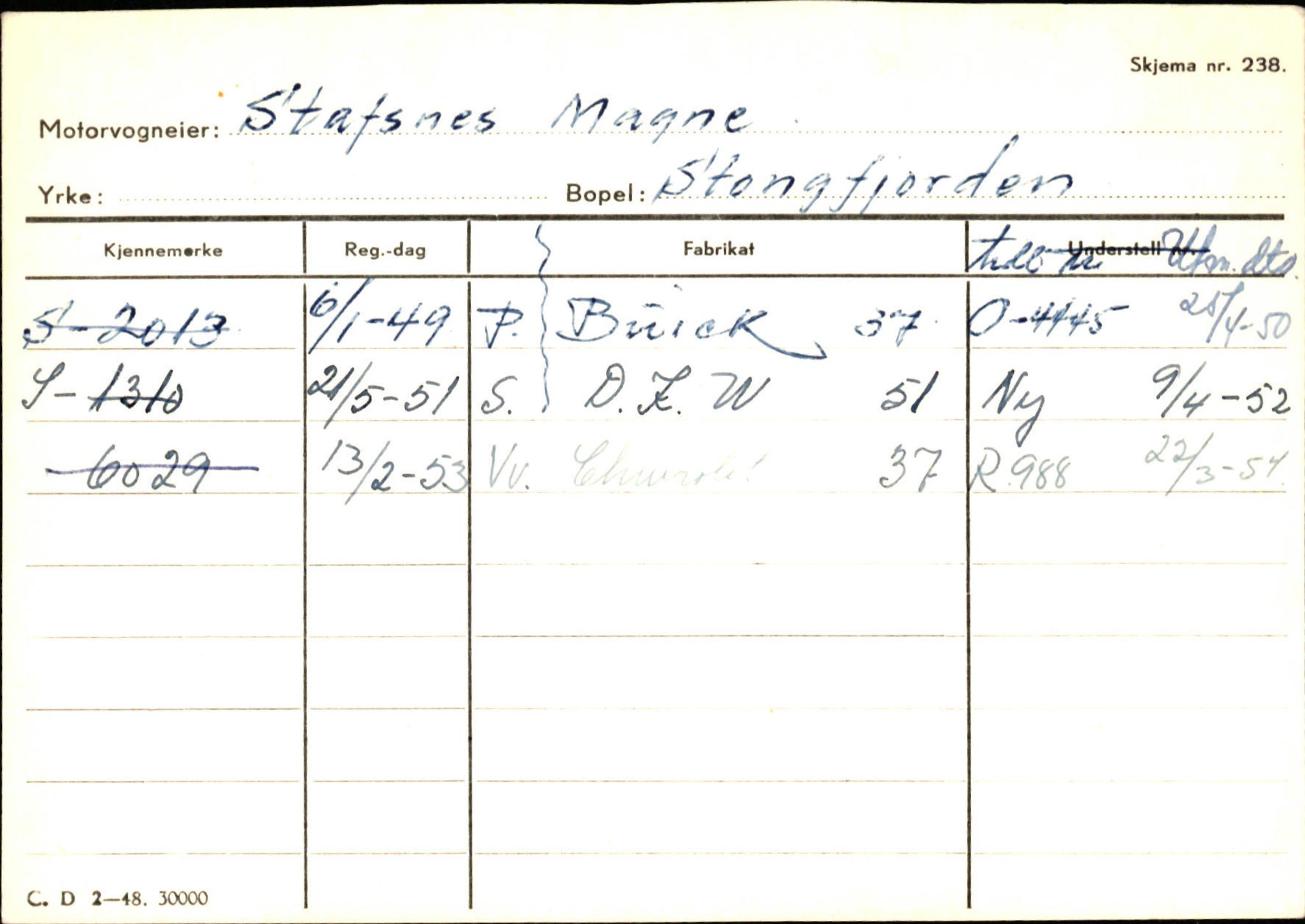 Statens vegvesen, Sogn og Fjordane vegkontor, AV/SAB-A-5301/4/F/L0132: Eigarregister Askvoll A-Å. Balestrand A-Å, 1945-1975, p. 1192