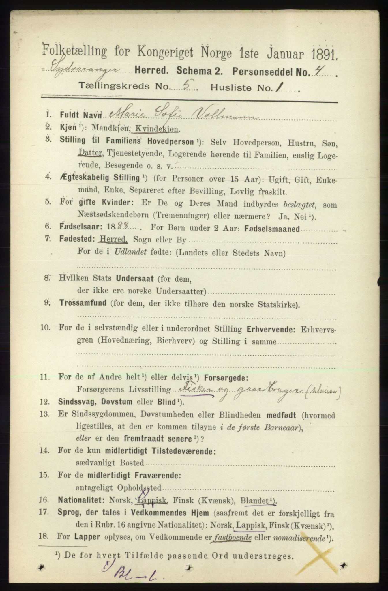 RA, 1891 census for 2030 Sør-Varanger, 1891, p. 1571