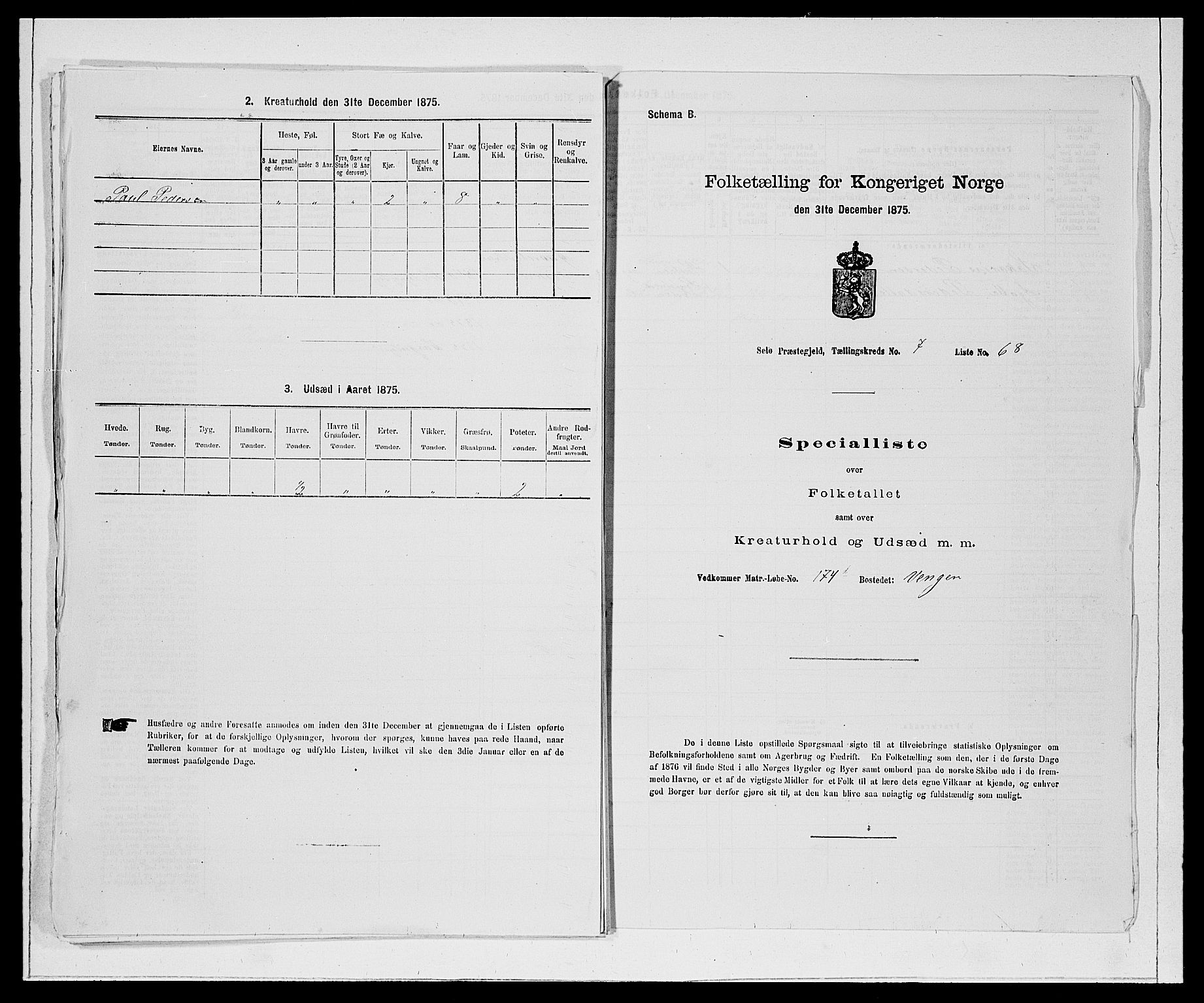 SAB, 1875 Census for 1441P Selje, 1875, p. 934