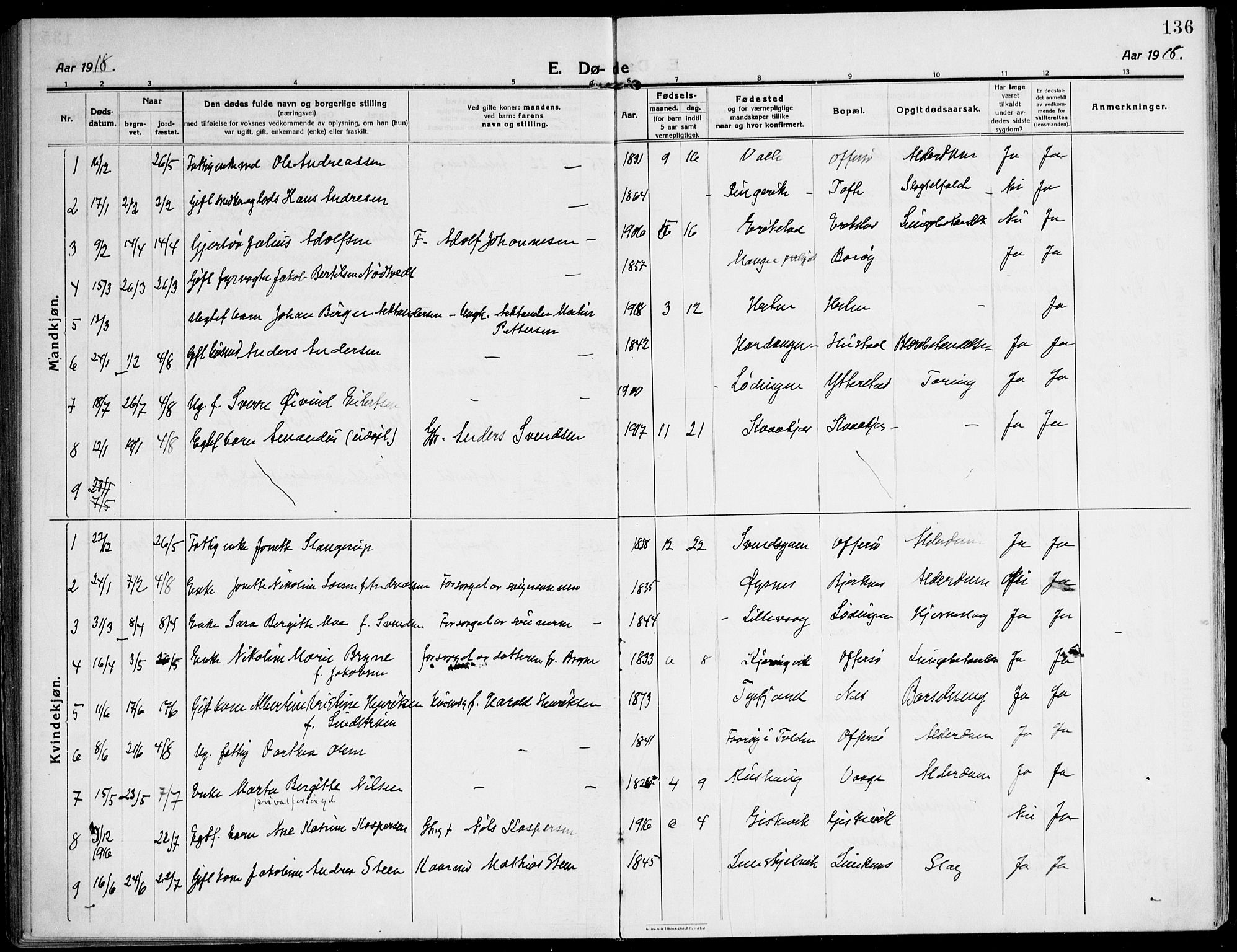 Ministerialprotokoller, klokkerbøker og fødselsregistre - Nordland, AV/SAT-A-1459/872/L1037: Parish register (official) no. 872A12, 1914-1925, p. 136