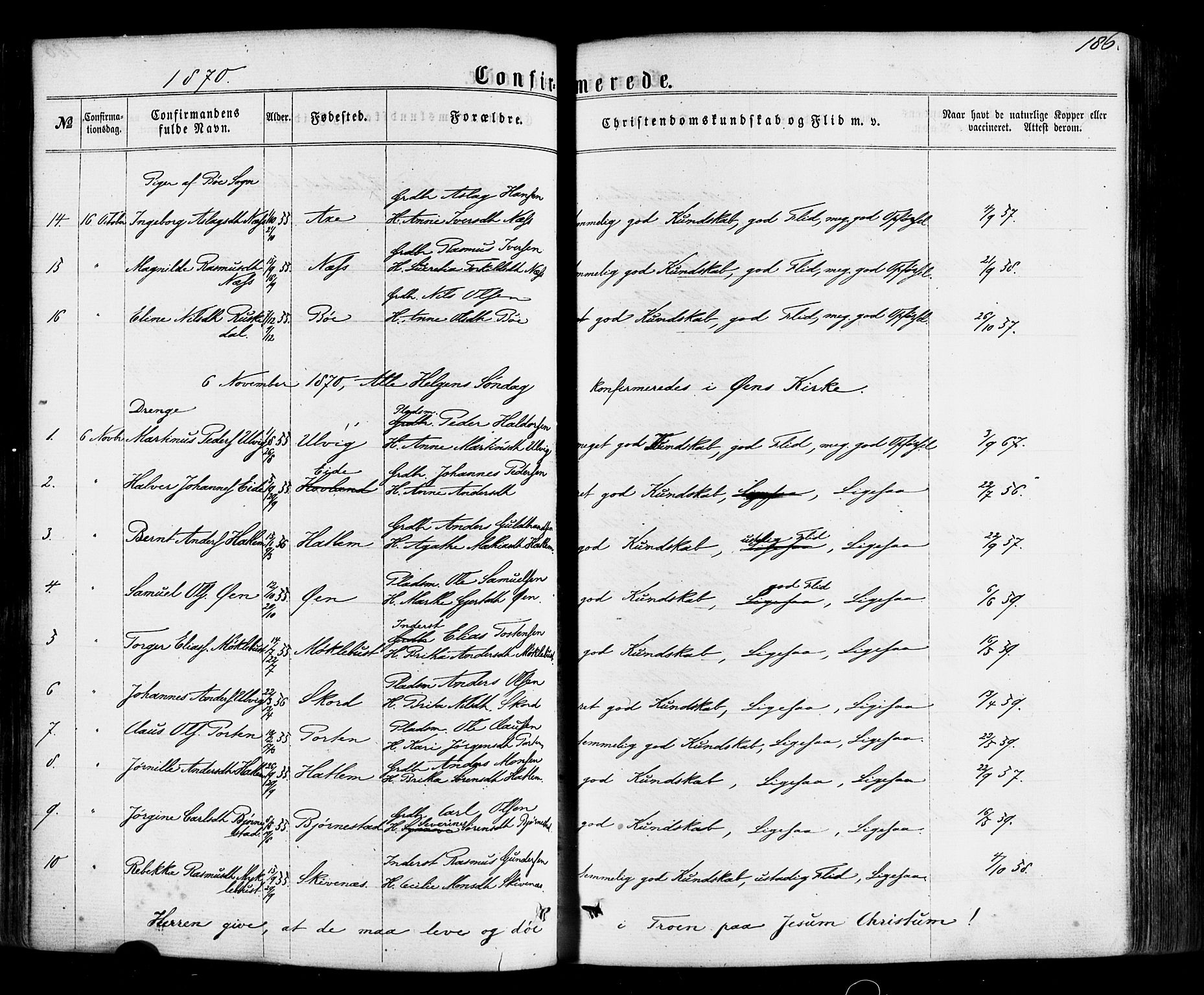 Hyllestad sokneprestembete, AV/SAB-A-80401: Parish register (official) no. A 1, 1861-1886, p. 186