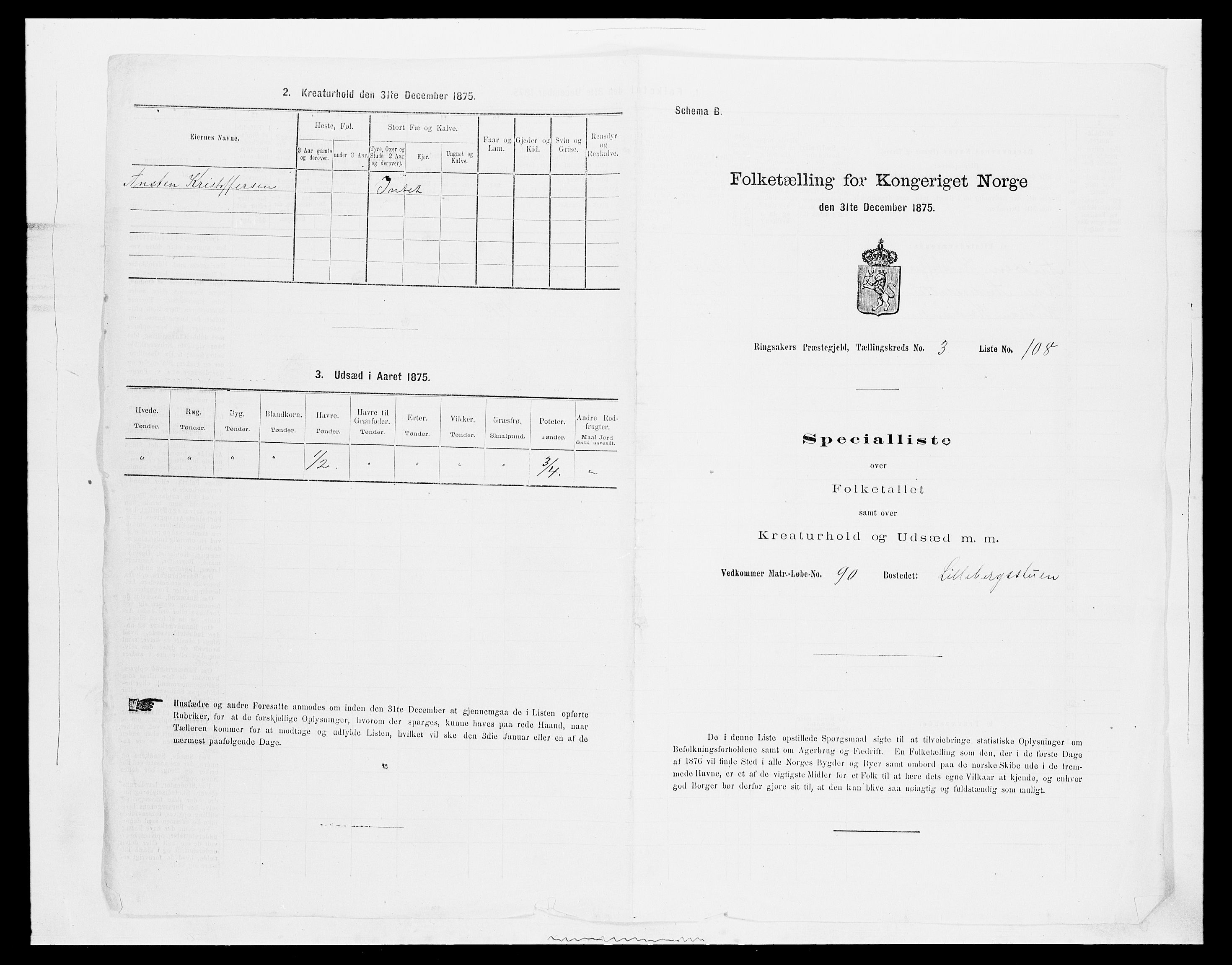 SAH, 1875 census for 0412P Ringsaker, 1875, p. 830