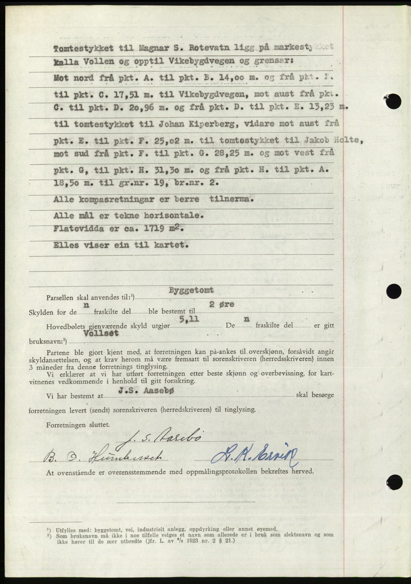 Søre Sunnmøre sorenskriveri, AV/SAT-A-4122/1/2/2C/L0081: Mortgage book no. 7A, 1947-1948, Diary no: : 1263/1947