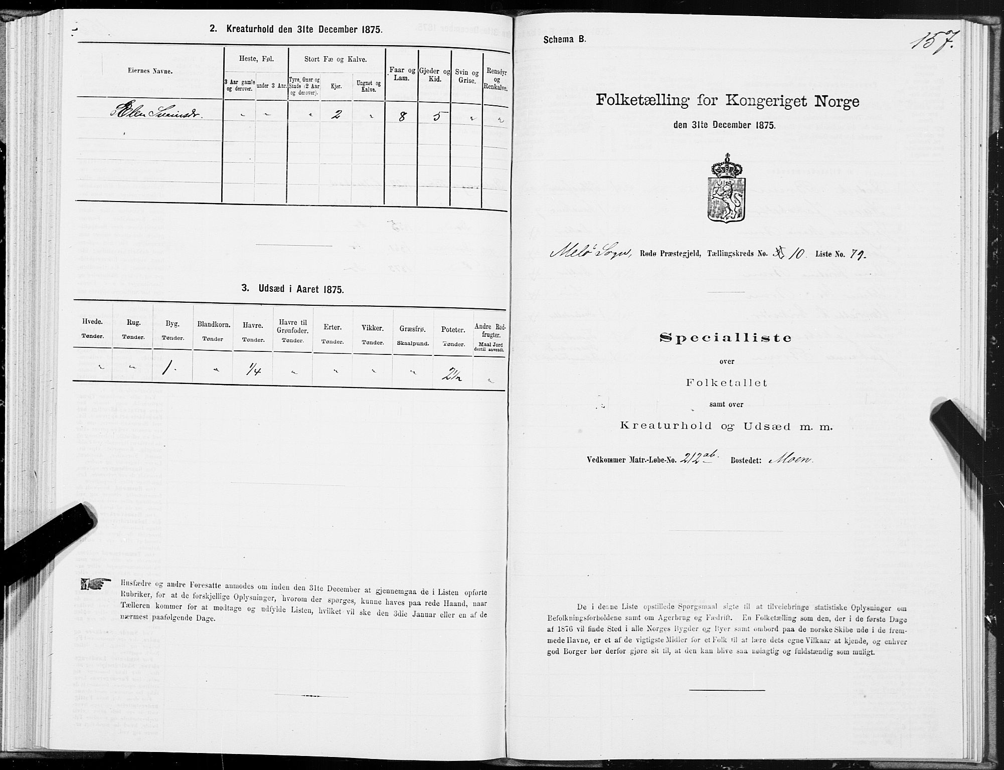 SAT, 1875 census for 1836P Rødøy, 1875, p. 5157