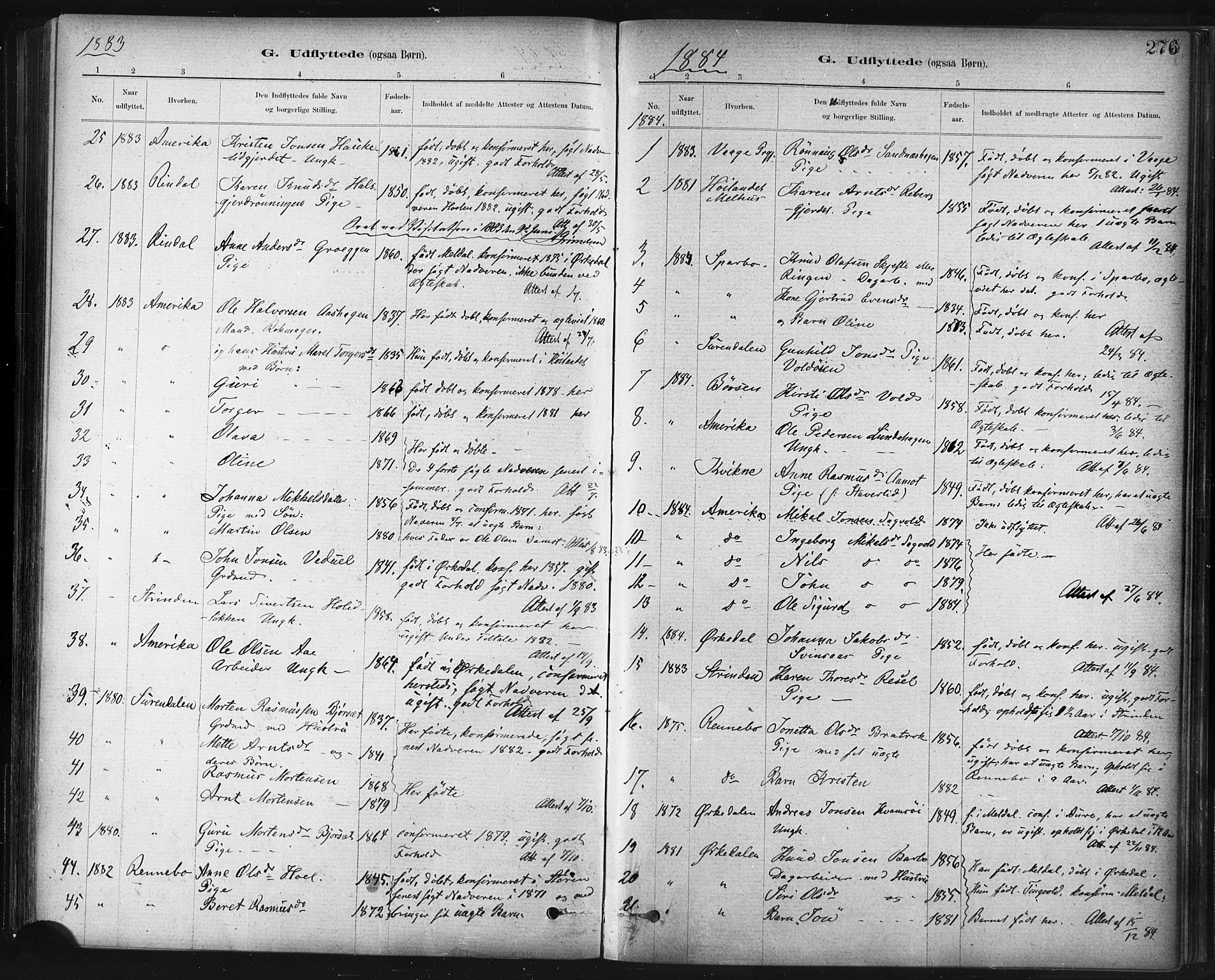 Ministerialprotokoller, klokkerbøker og fødselsregistre - Sør-Trøndelag, SAT/A-1456/672/L0857: Parish register (official) no. 672A09, 1882-1893, p. 276