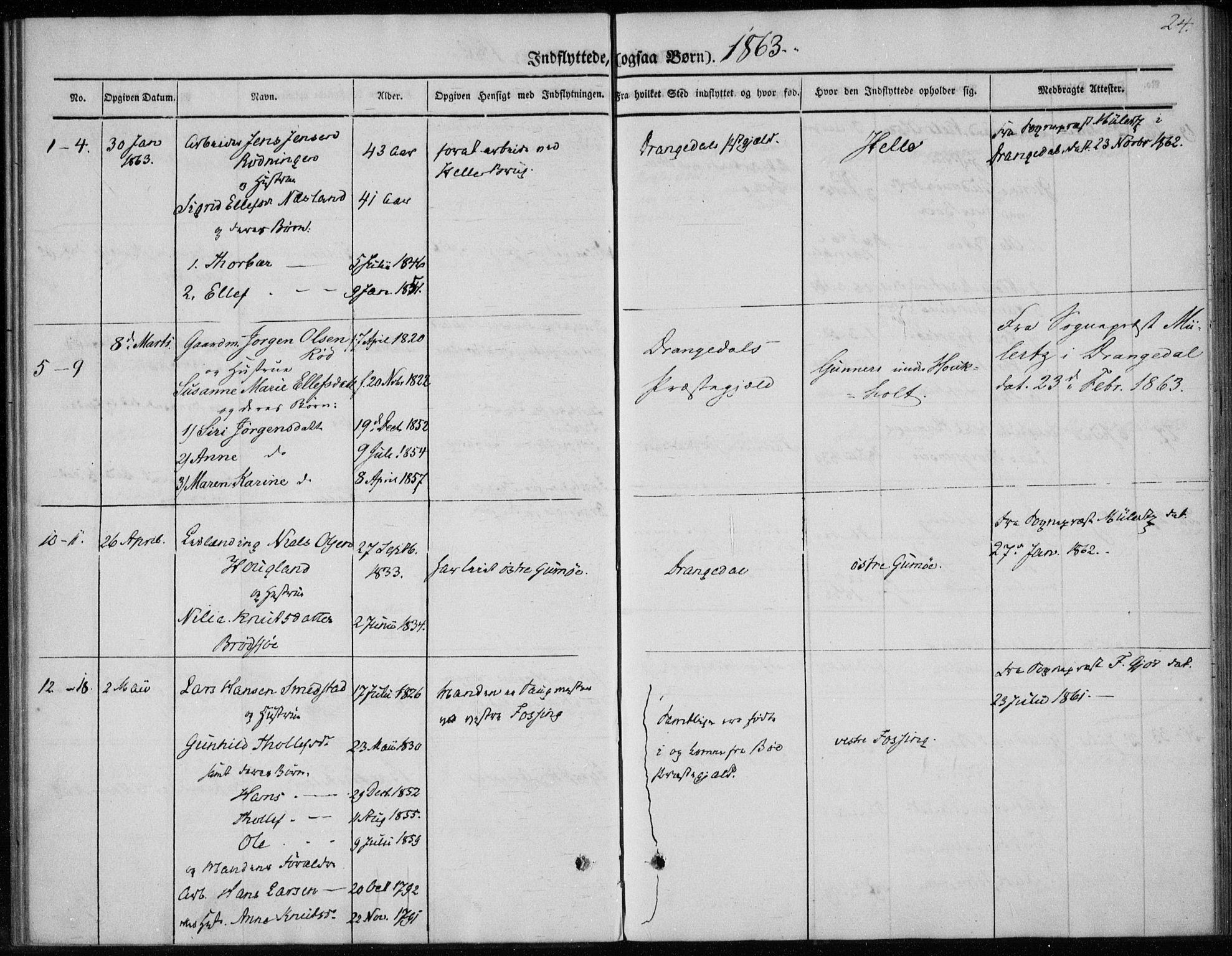 Sannidal kirkebøker, AV/SAKO-A-296/F/Fa/L0013: Parish register (official) no. 13, 1854-1873, p. 24