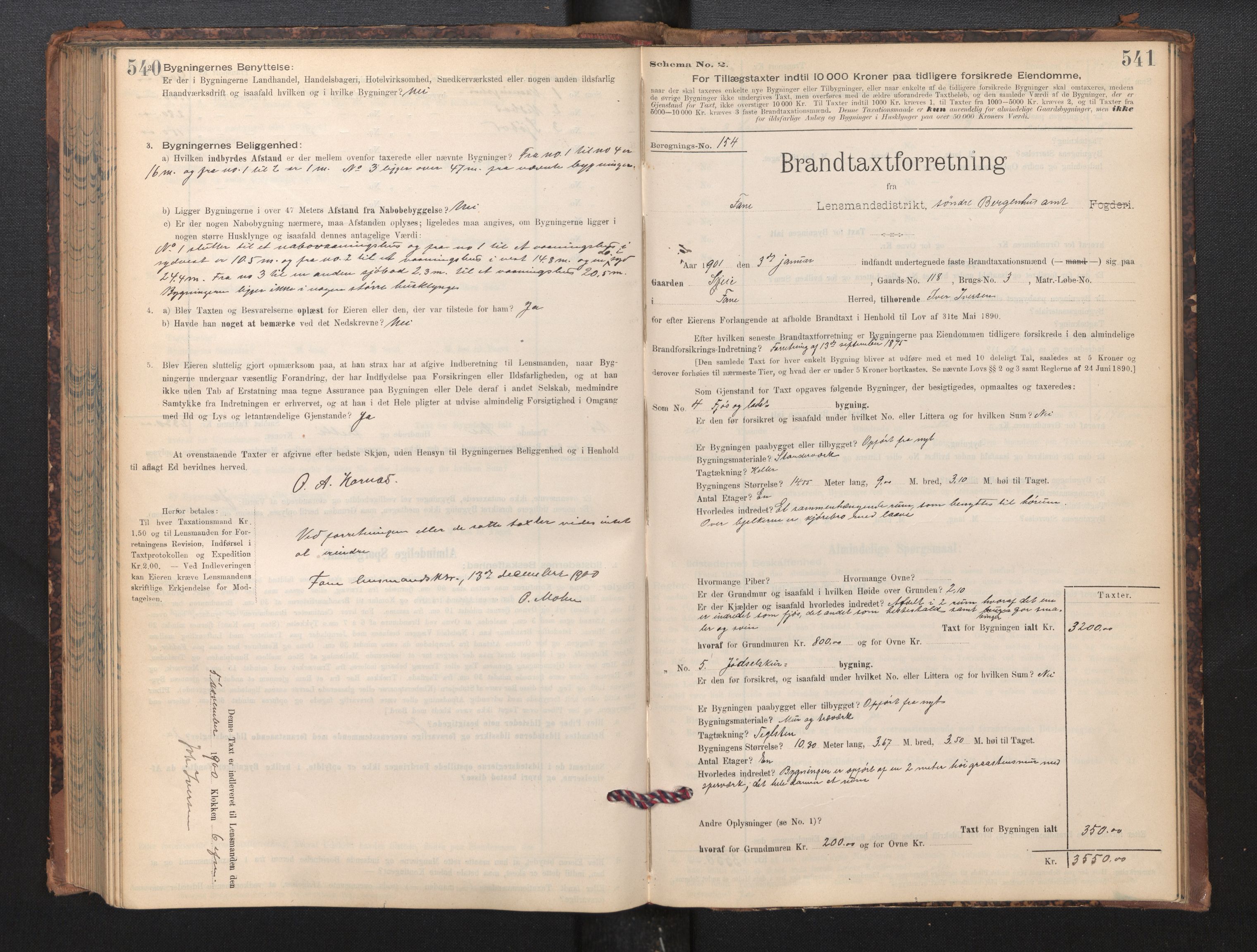 Lensmannen i Fana, SAB/A-31801/0012/L0017: Branntakstprotokoll skjematakst, 1898-1903, p. 540-541