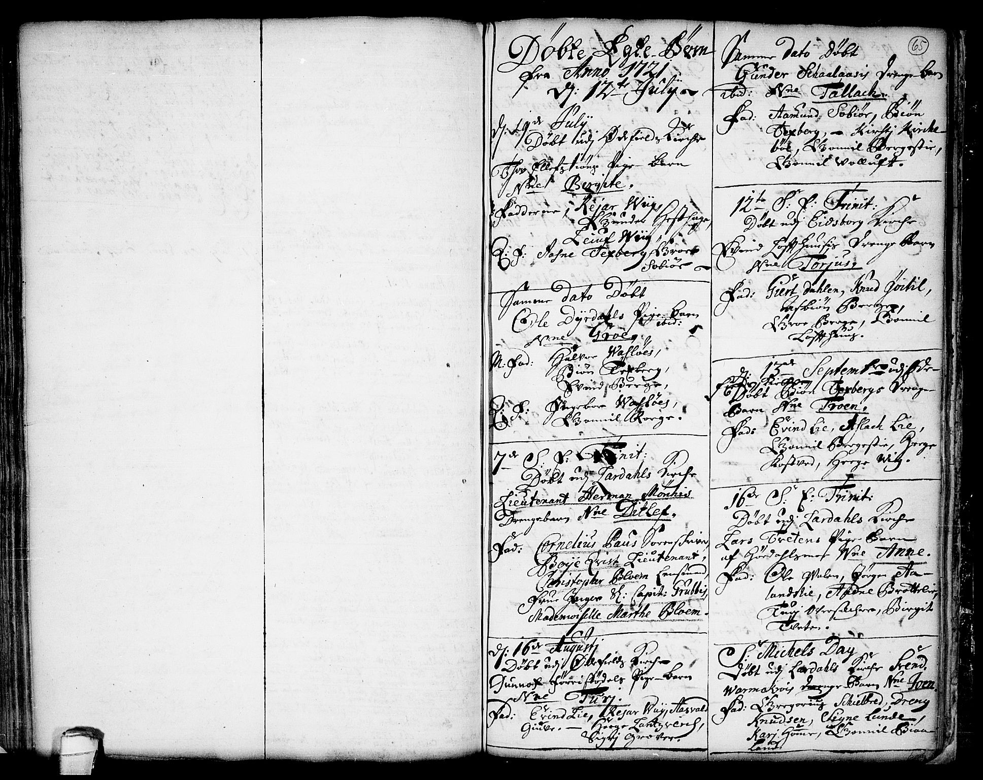 Lårdal kirkebøker, SAKO/A-284/F/Fa/L0001: Parish register (official) no. I 1, 1721-1734, p. 65