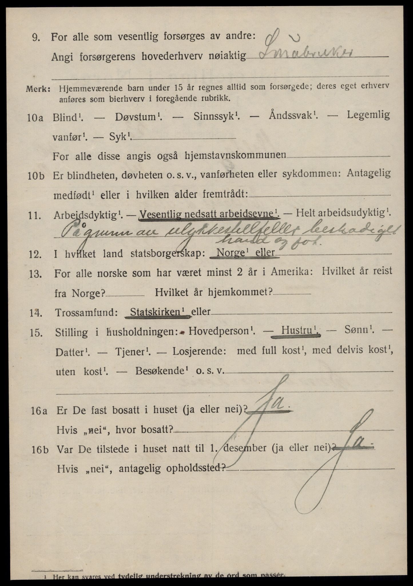 SAT, 1920 census for Volda, 1920, p. 12493