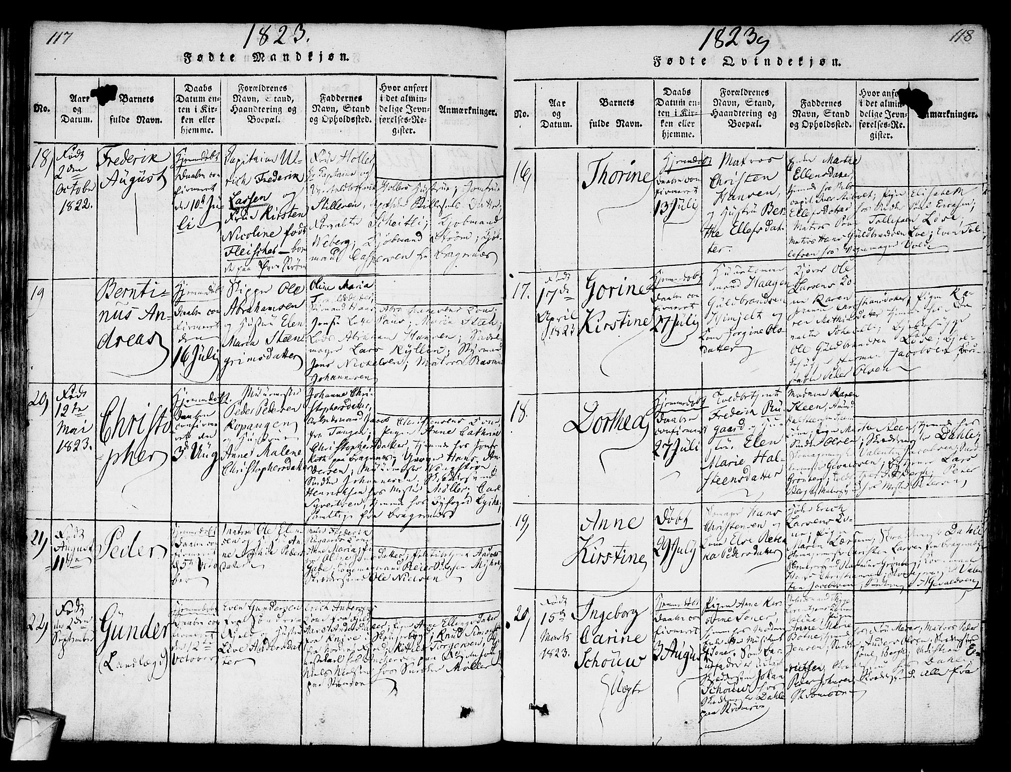 Strømsø kirkebøker, AV/SAKO-A-246/F/Fa/L0011: Parish register (official) no. I 11, 1815-1829, p. 117-118