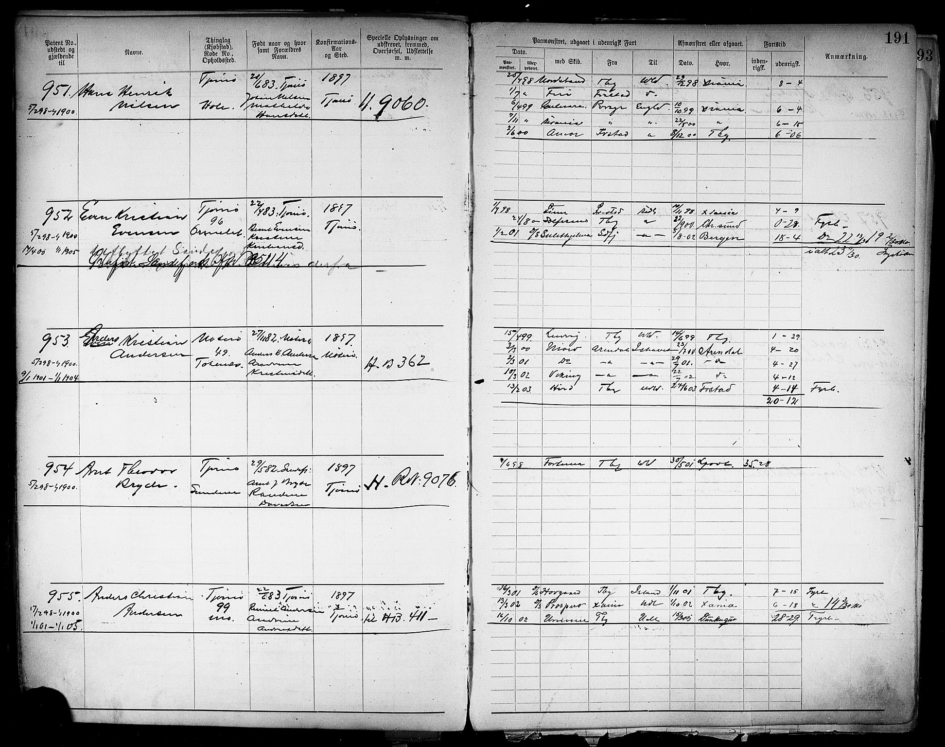 Tønsberg innrulleringskontor, AV/SAKO-A-786/F/Fb/L0004: Annotasjonsrulle Patent nr. 1-2400, 1892-1904, p. 156