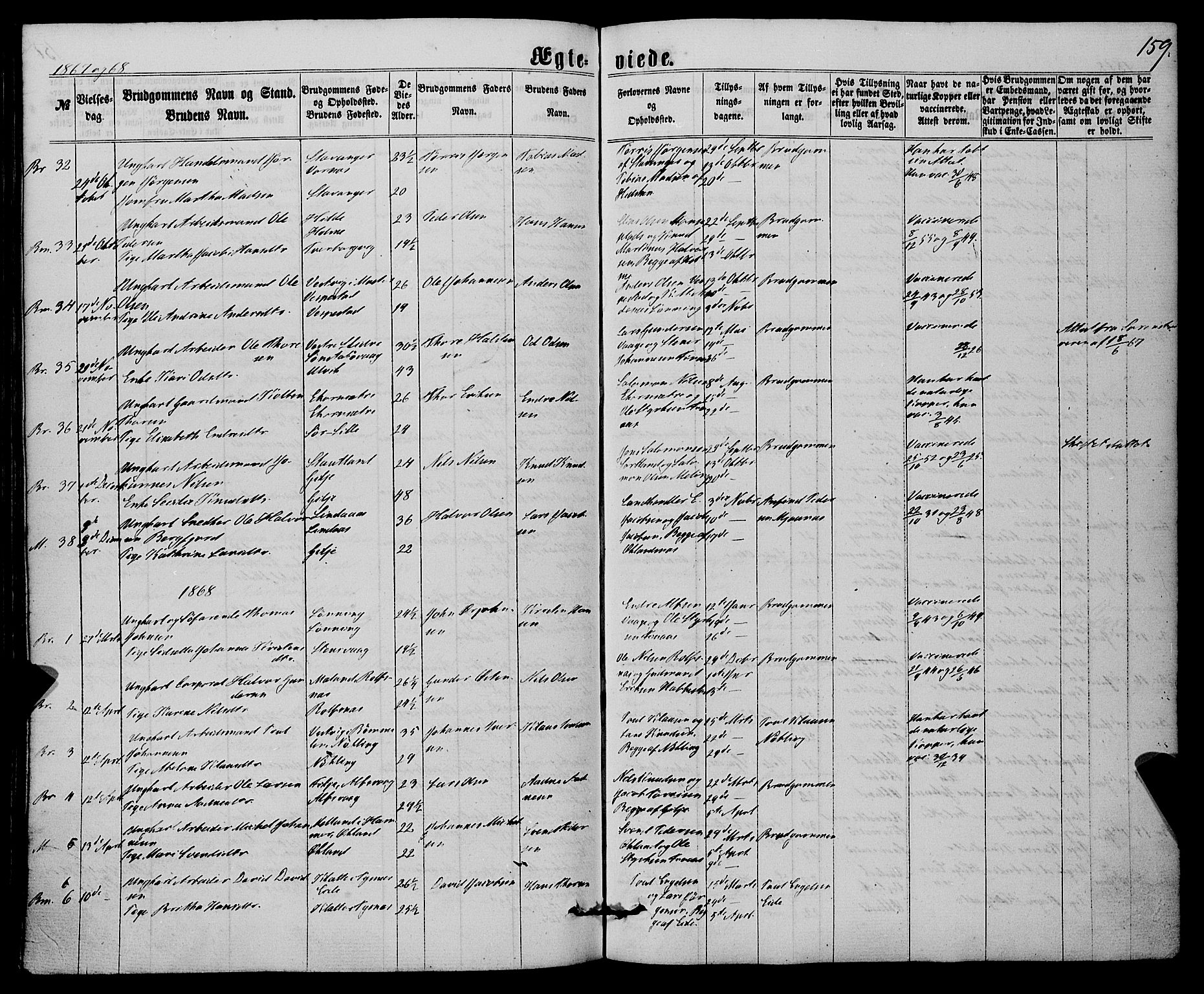 Finnås sokneprestembete, SAB/A-99925/H/Ha/Haa/Haaa/L0008: Parish register (official) no. A 8, 1863-1872, p. 159