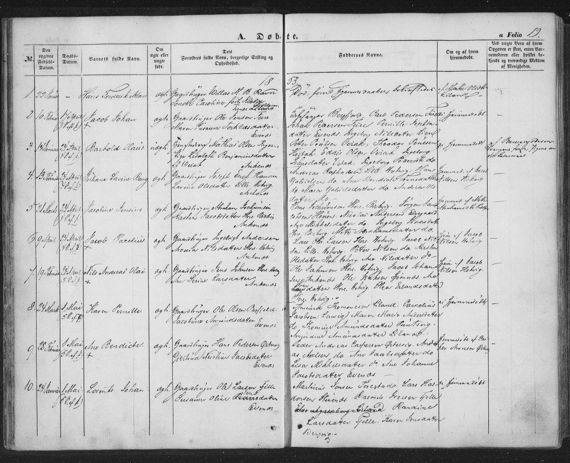Ministerialprotokoller, klokkerbøker og fødselsregistre - Nordland, SAT/A-1459/863/L0895: Parish register (official) no. 863A07, 1851-1860, p. 19