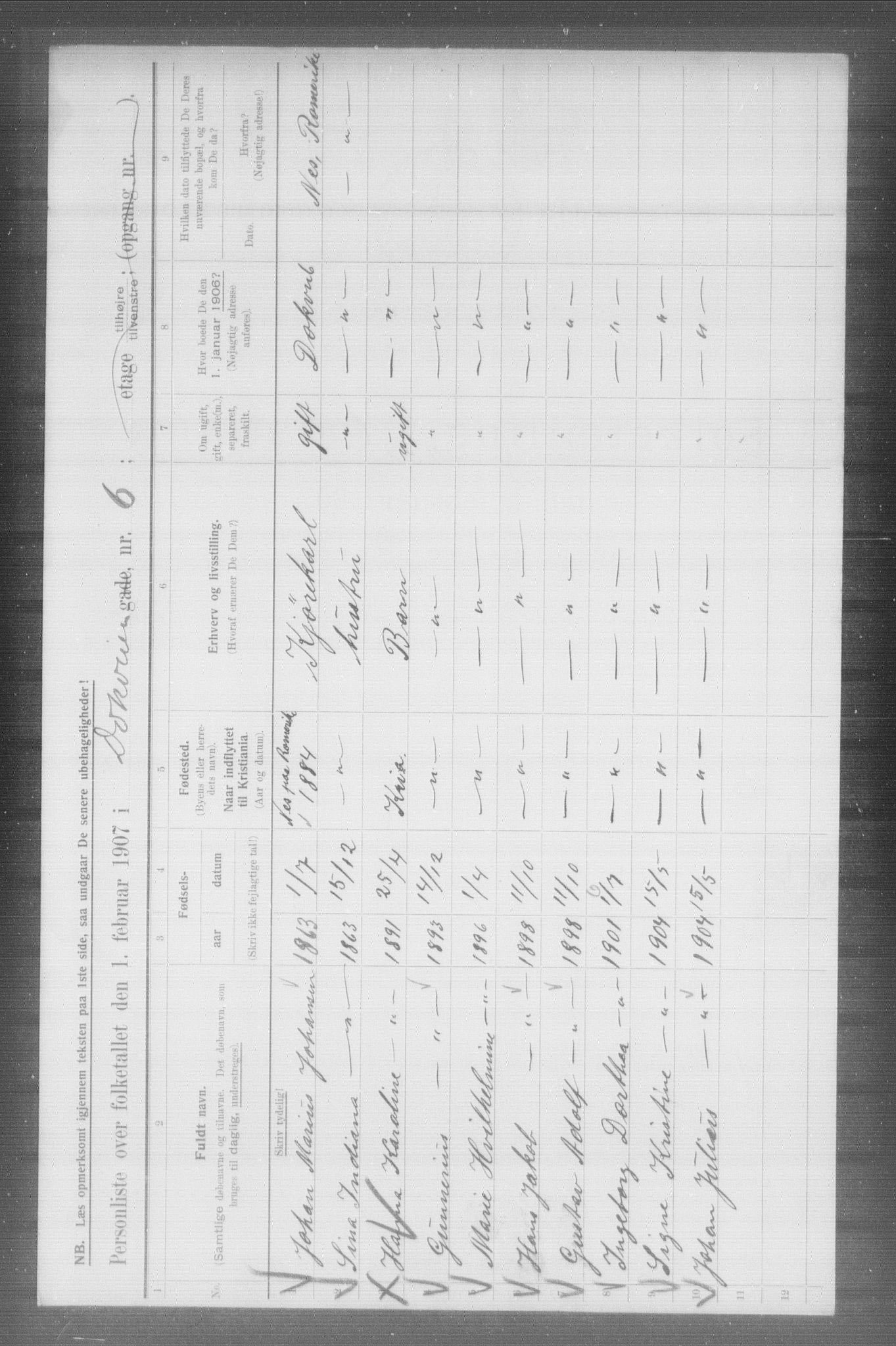 OBA, Municipal Census 1907 for Kristiania, 1907, p. 8060