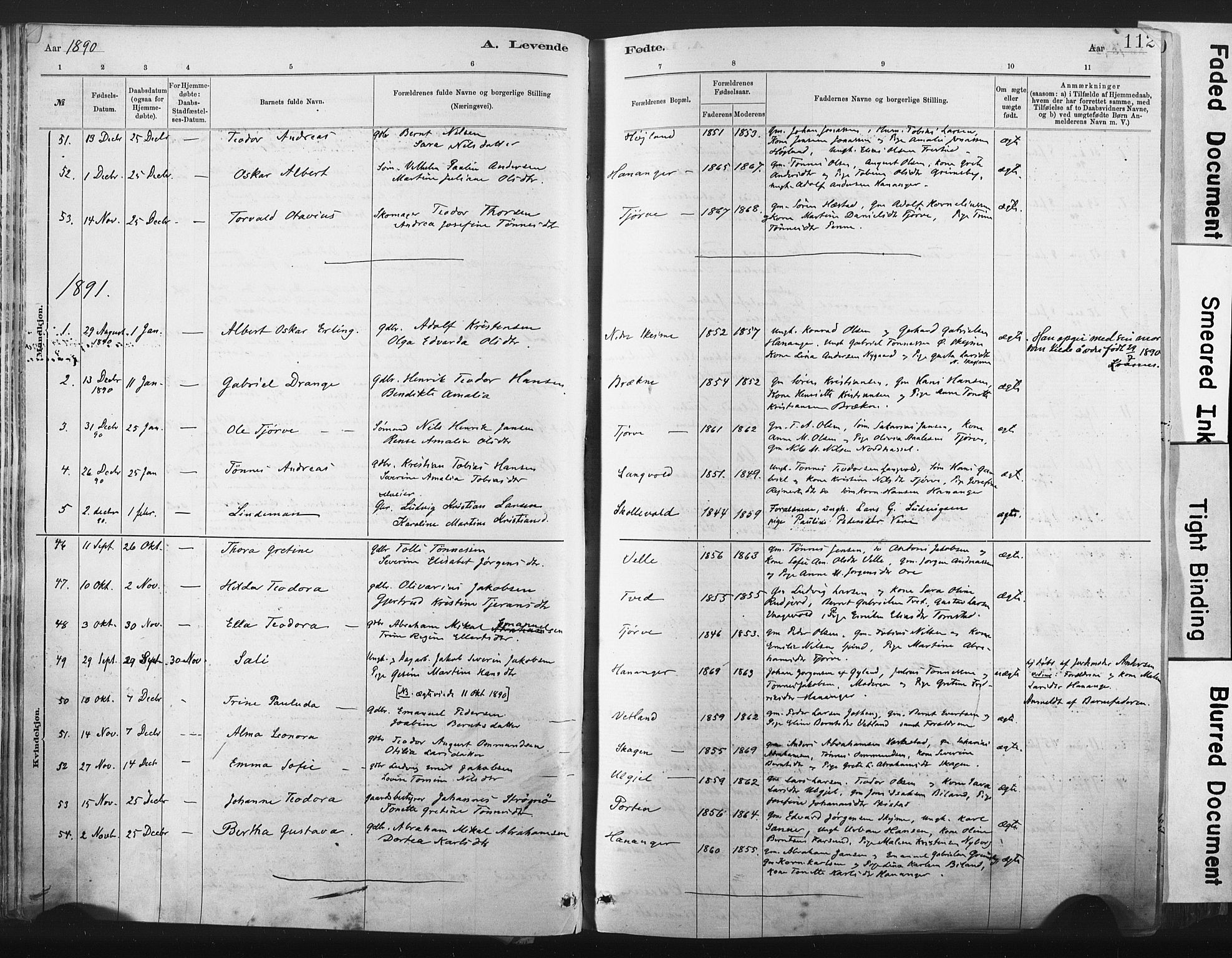 Lista sokneprestkontor, SAK/1111-0027/F/Fa/L0012: Parish register (official) no. A 12, 1879-1903, p. 112